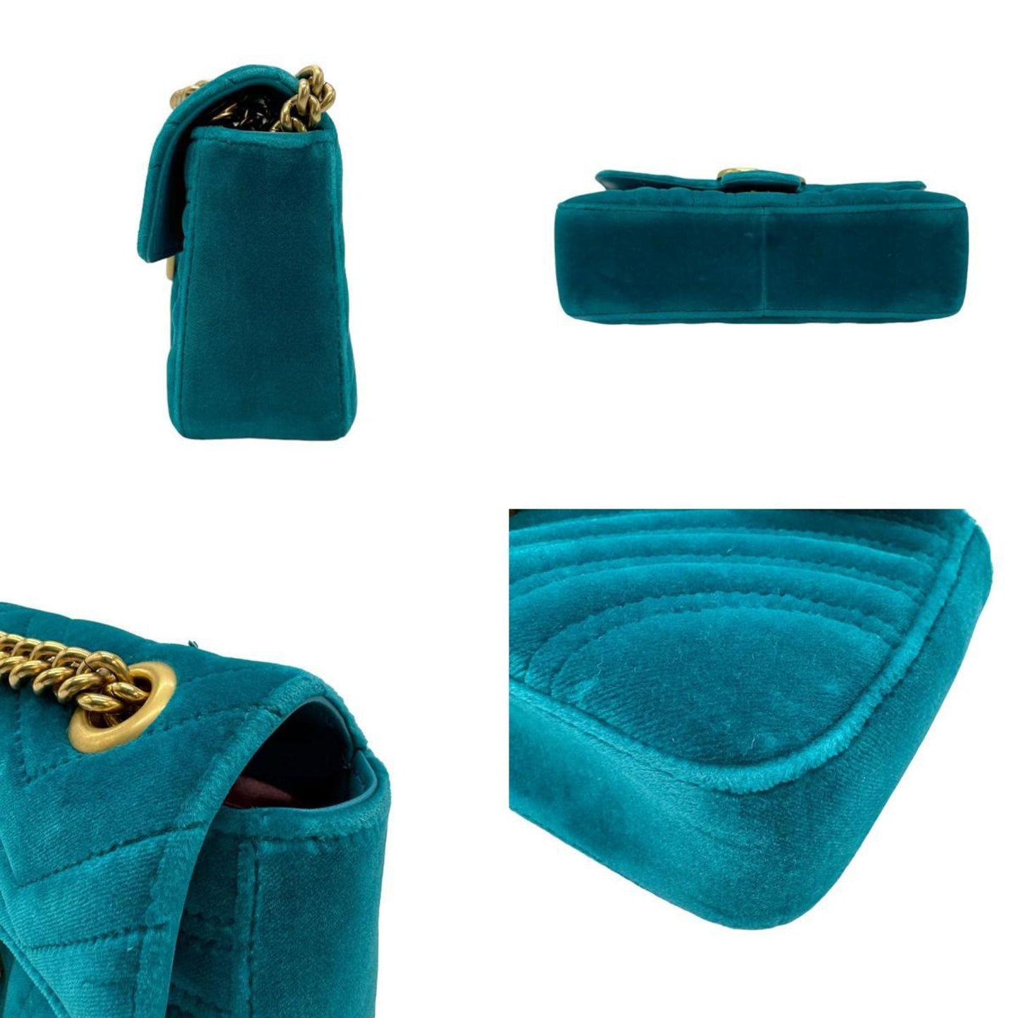 Gucci Marmont Green Velvet Shoulder Bag