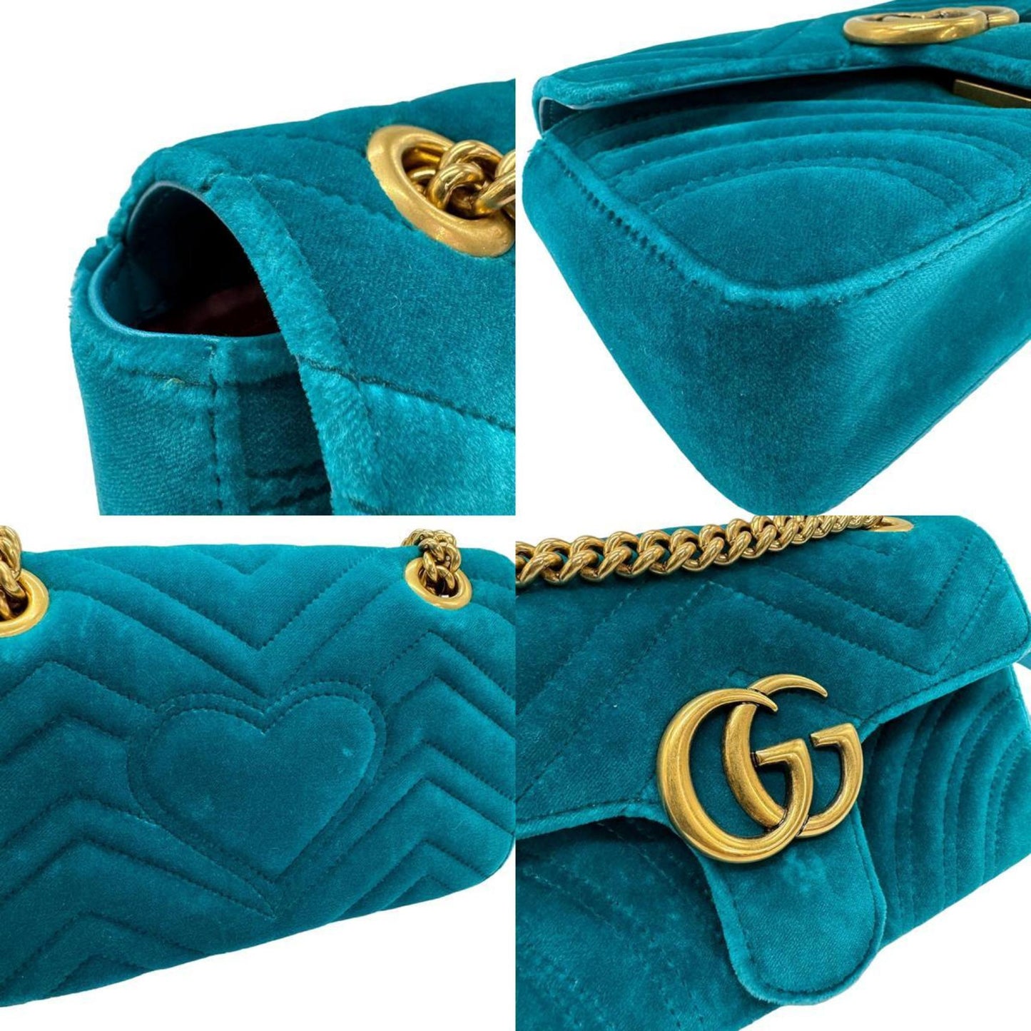 Gucci Marmont Green Velvet Shoulder Bag