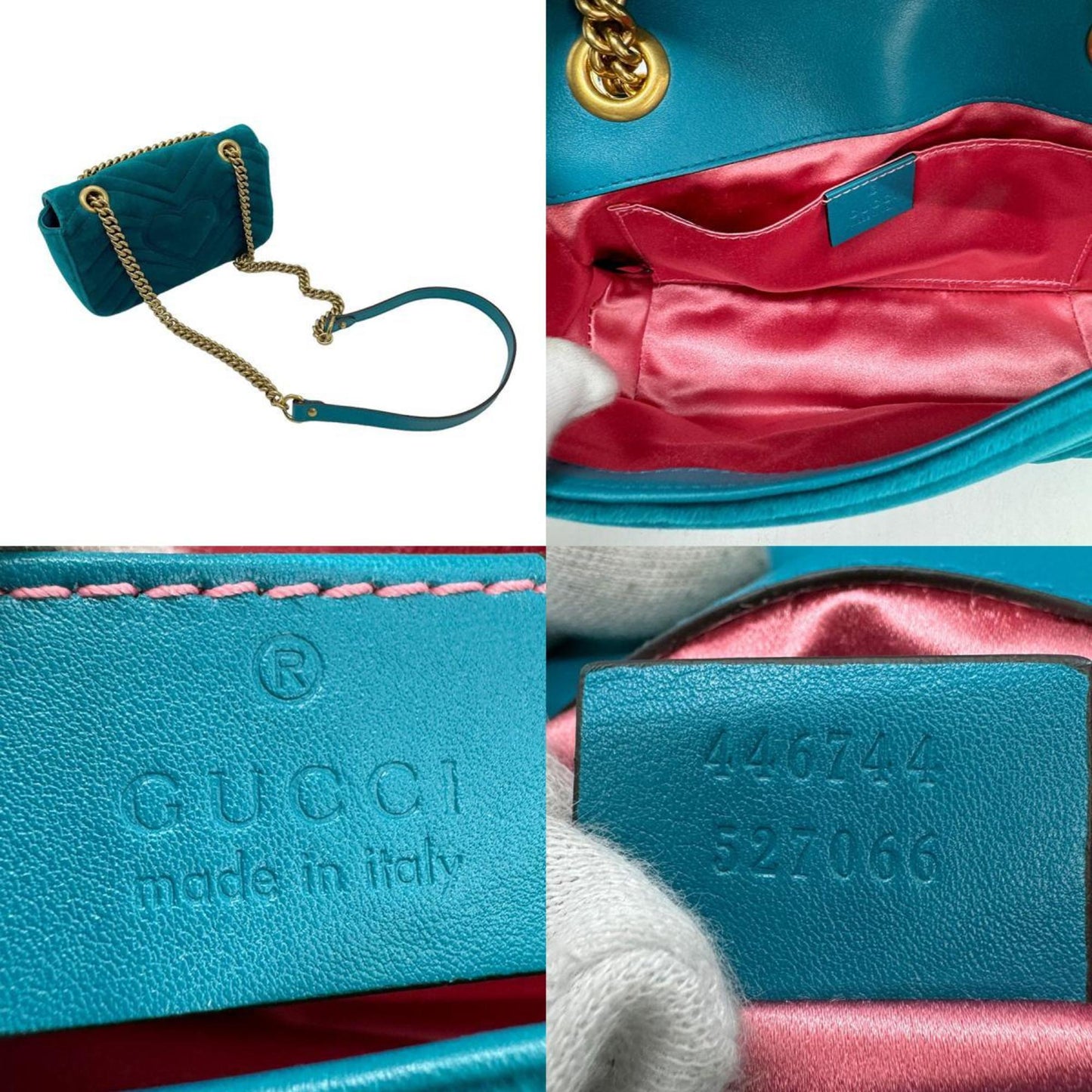 Gucci Marmont Green Velvet Shoulder Bag