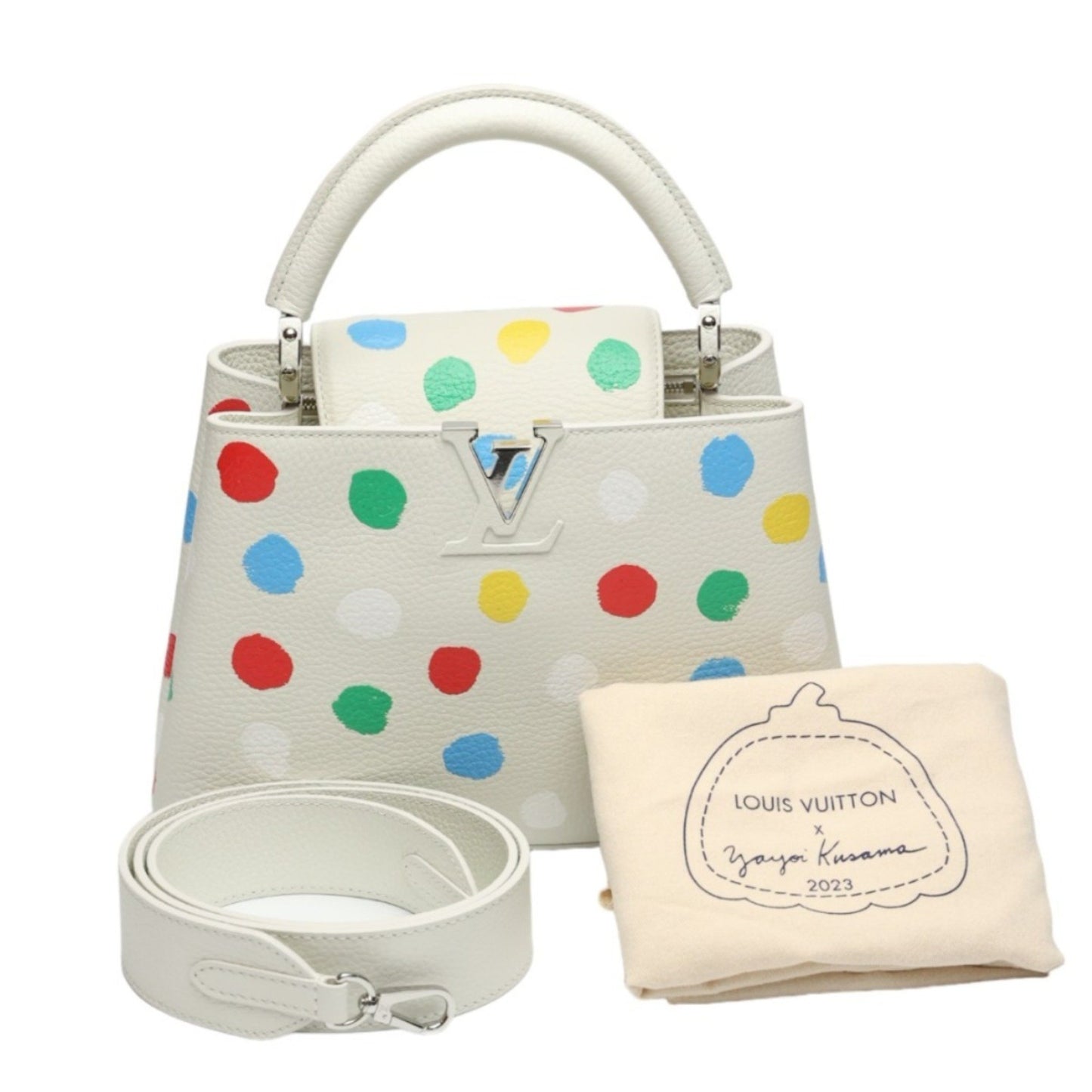 Louis Vuitton Capucines White Leather Hand Bag