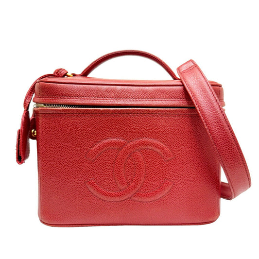 Chanel Vanity Red Leather Hand Bag