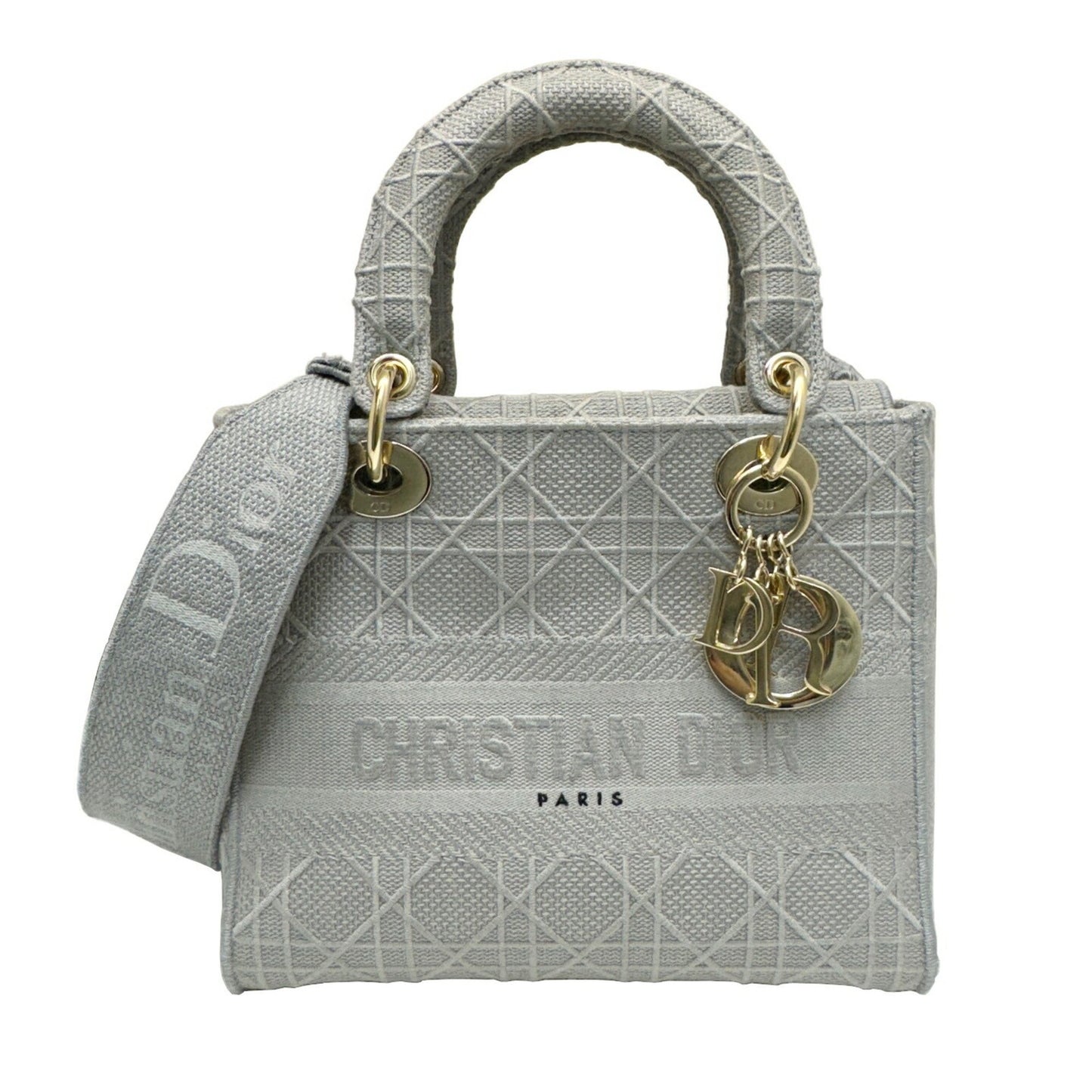 Dior Lady D-Light Grey Canvas Hand Bag