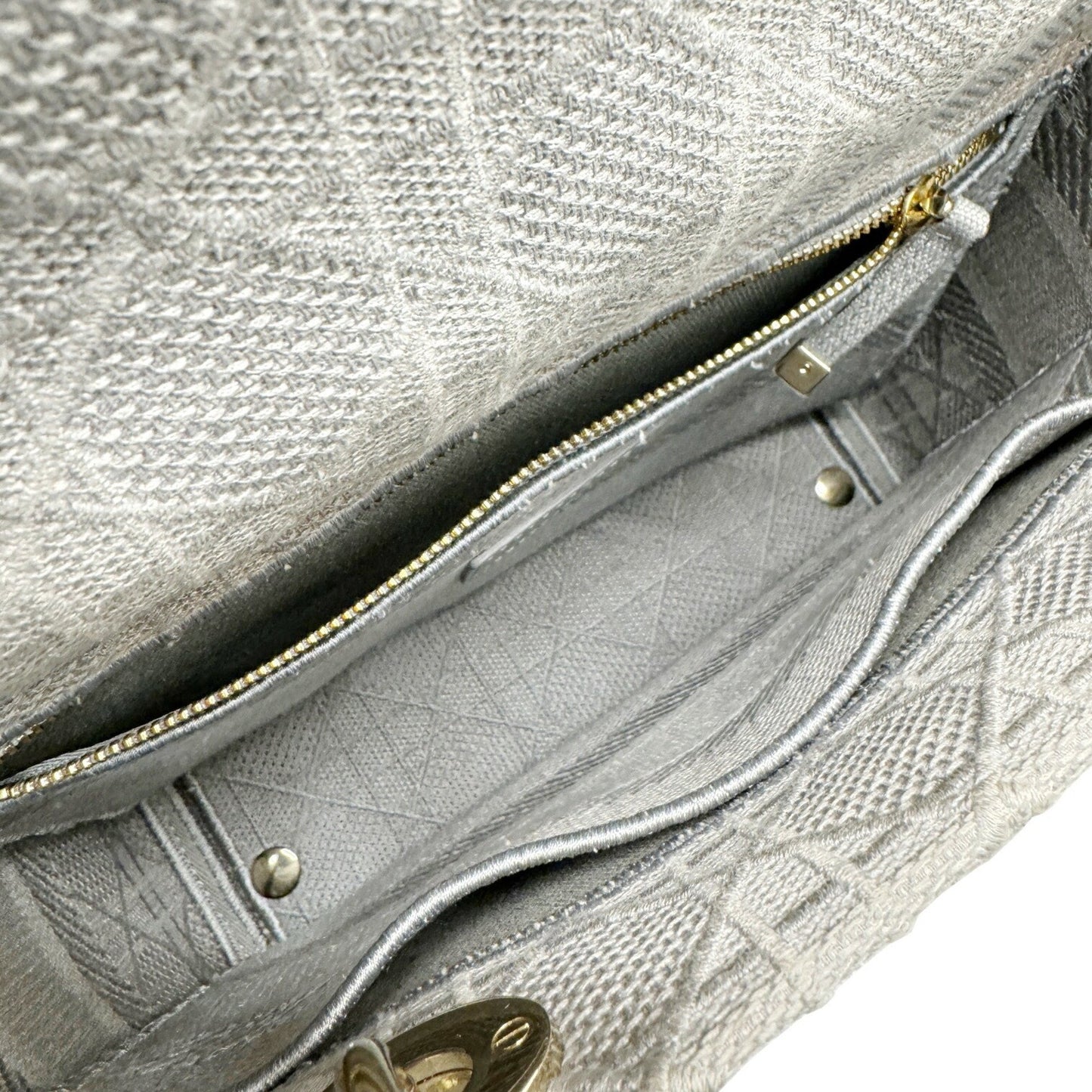 Dior Lady D-Light Grey Canvas Hand Bag