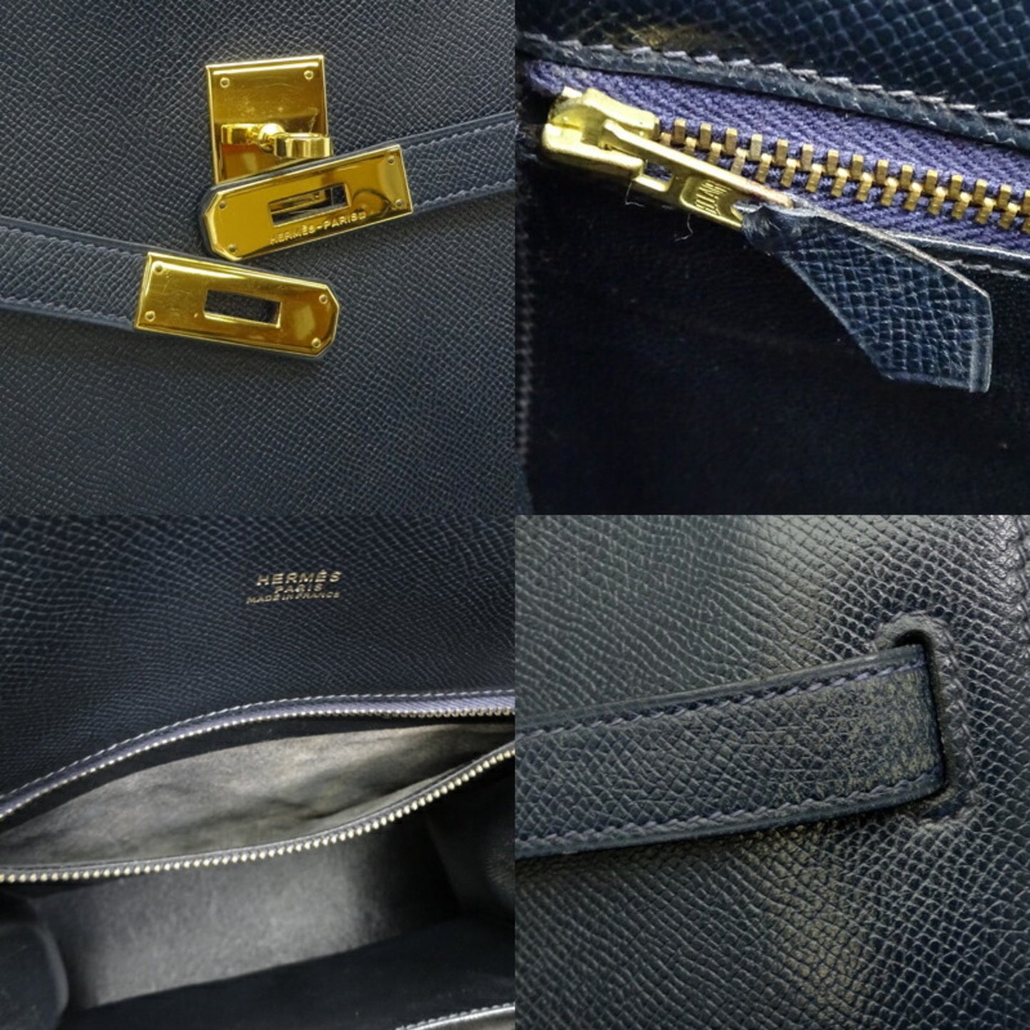 Hermès Kelly Navy Leather Shoulder Bag