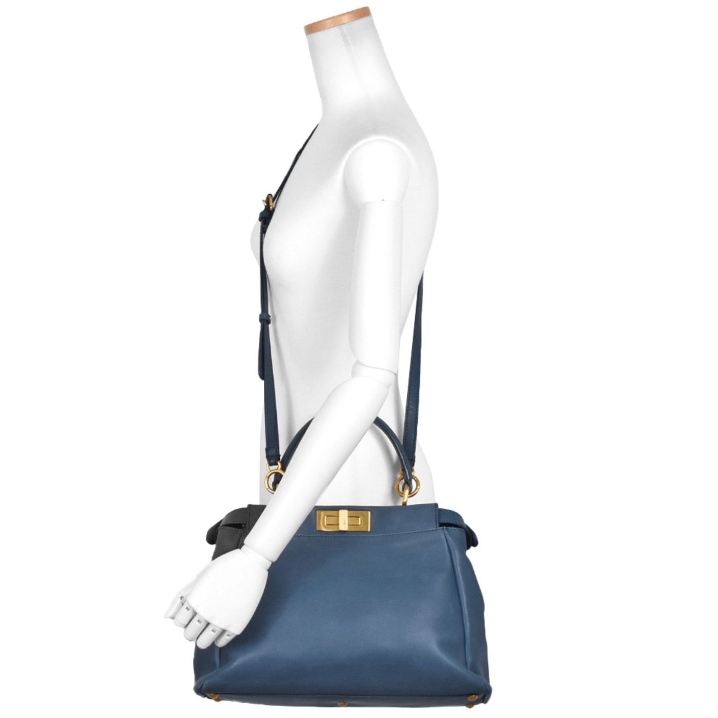 Fendi Peekaboo Blue Leather Hand Bag