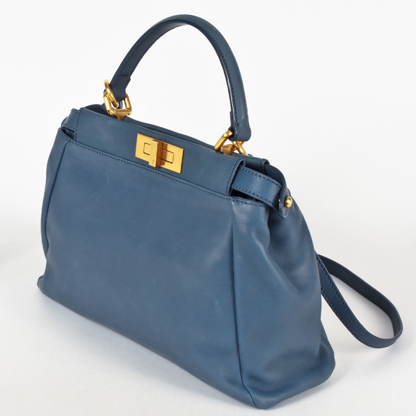 Fendi Peekaboo Blue Leather Hand Bag