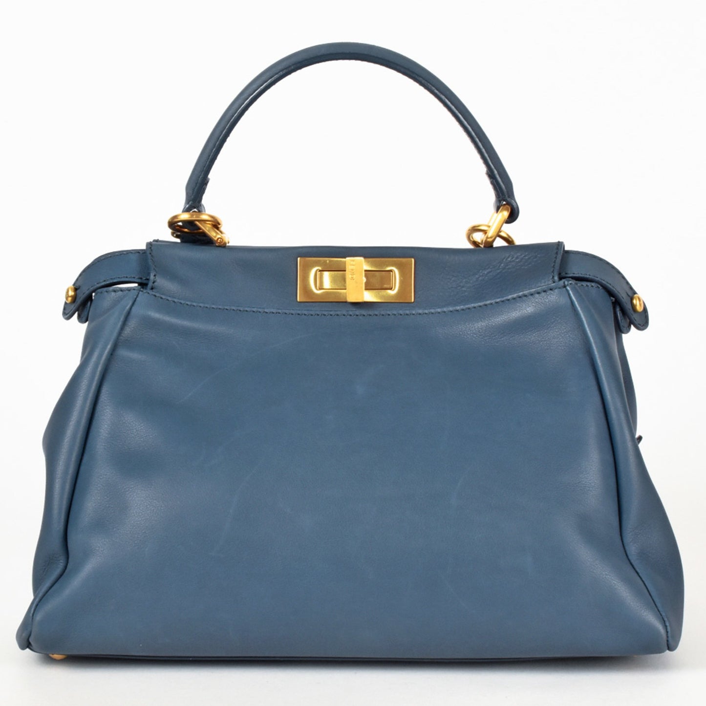 Fendi Peekaboo Blue Leather Hand Bag