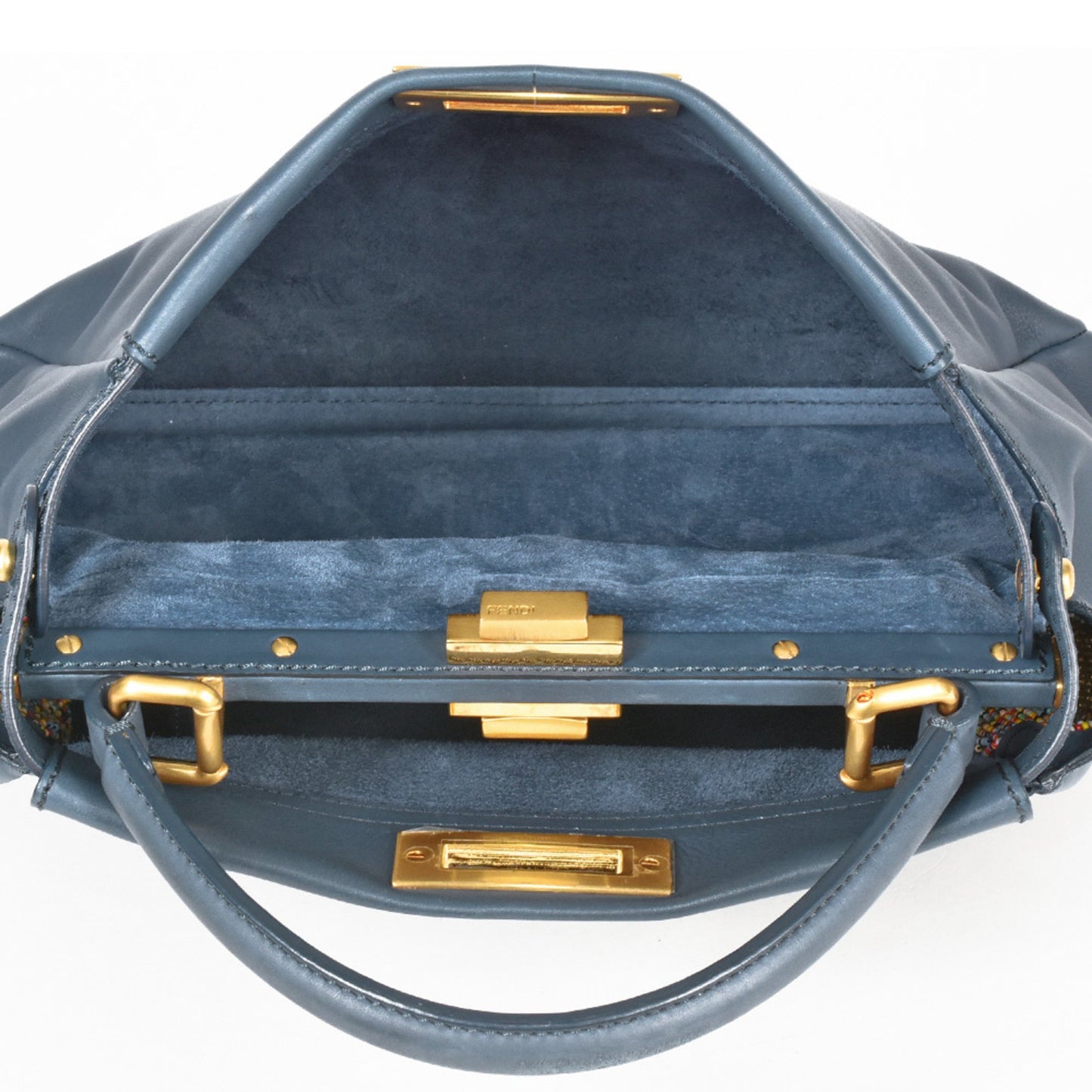 Fendi Peekaboo Blue Leather Hand Bag