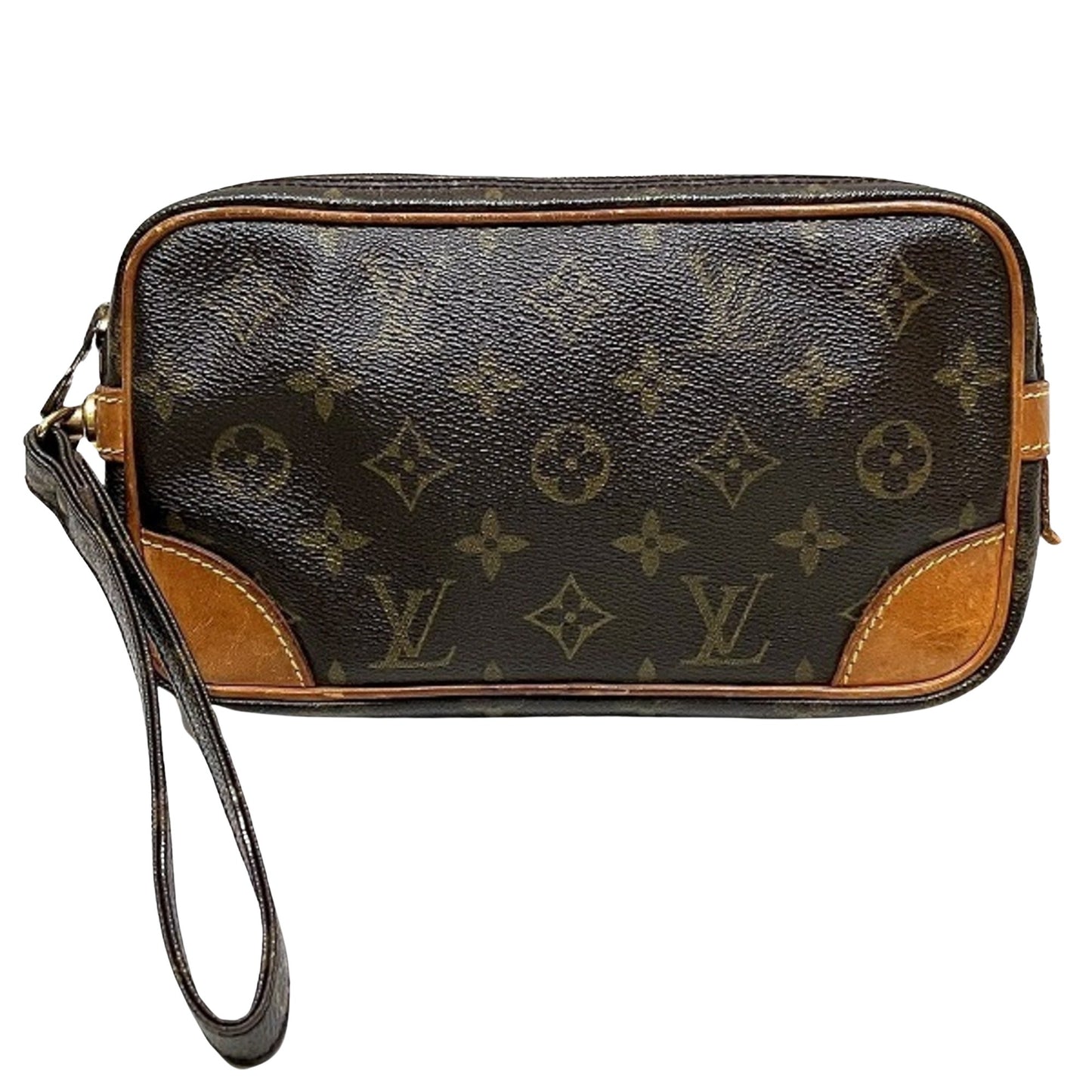 Louis Vuitton Marly Dragonne Brown Canvas Clutch Bag