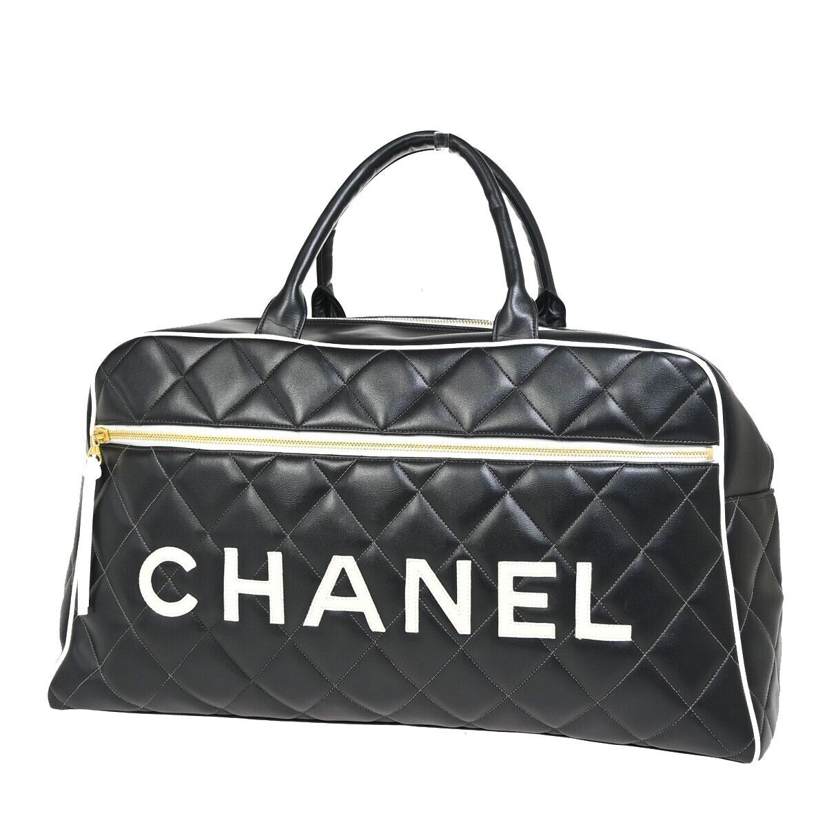 Chanel Bowling Black Leather Travel Bag