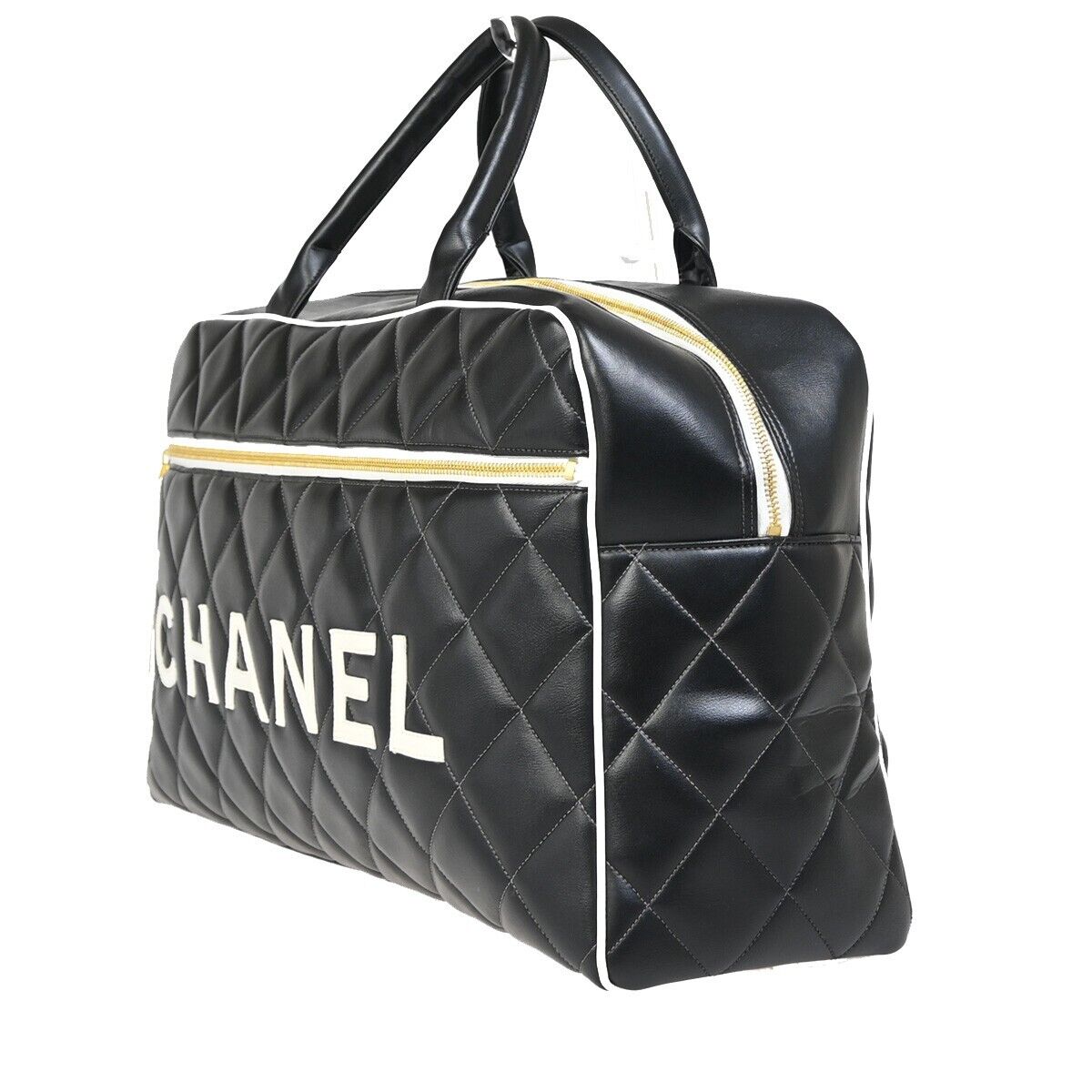 Chanel Bowling Black Leather Travel Bag