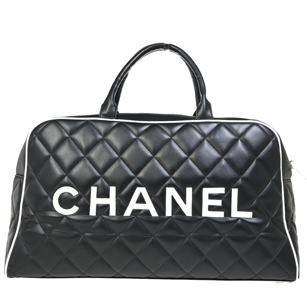 Chanel Bowling Black Leather Travel Bag