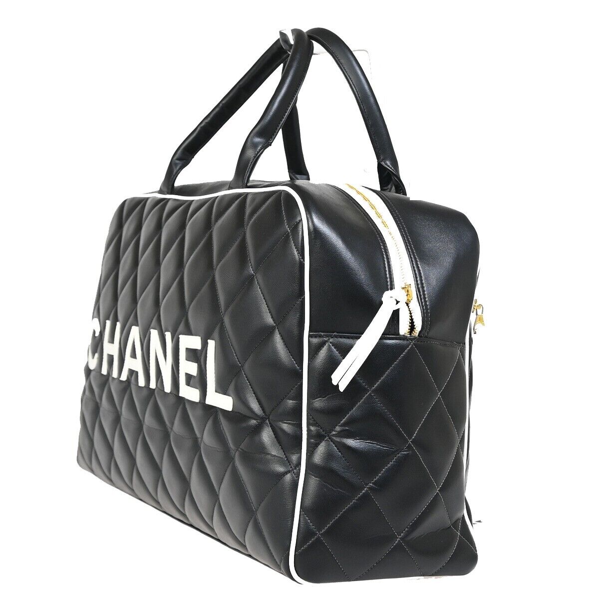 Chanel Bowling Black Leather Travel Bag