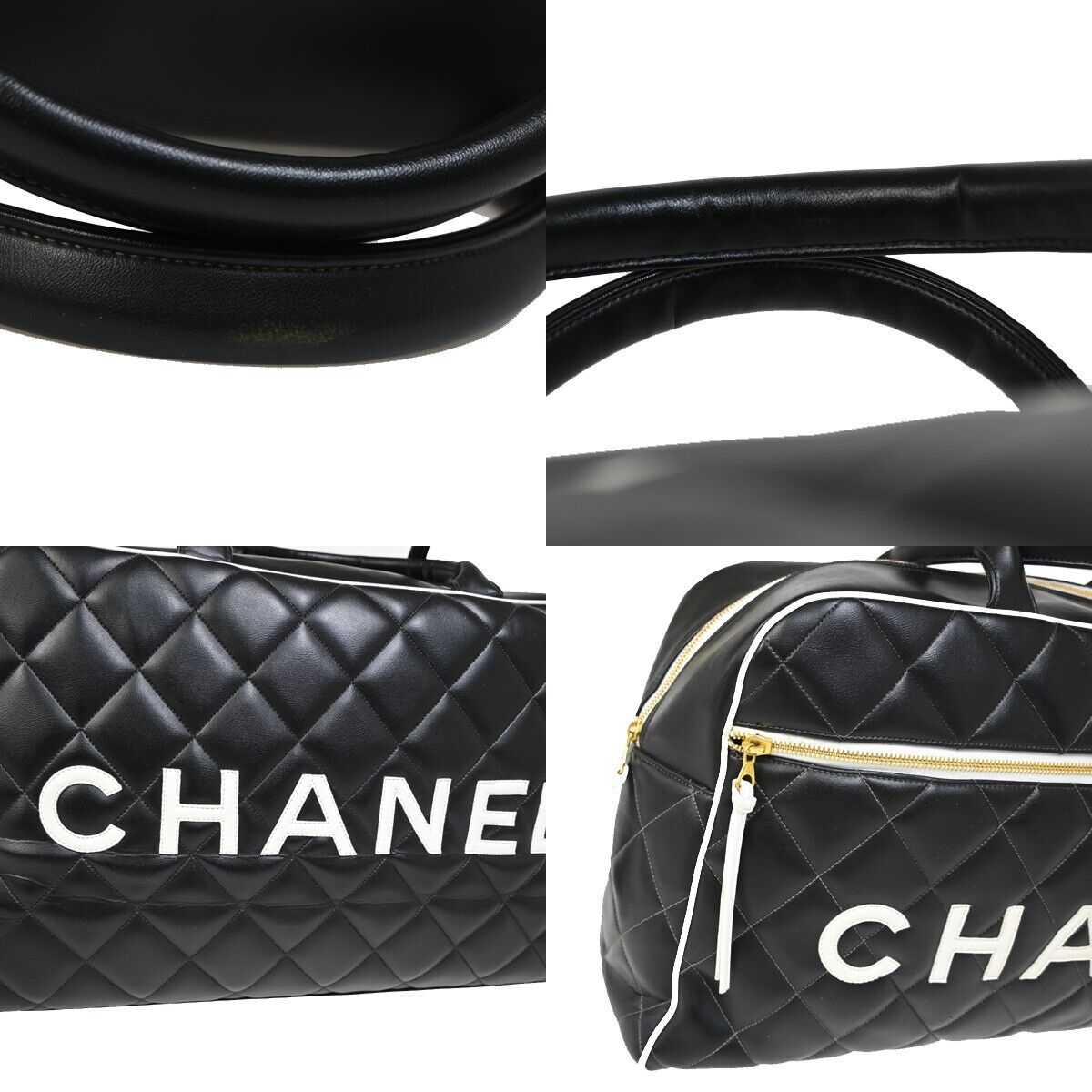 Chanel Bowling Black Leather Travel Bag