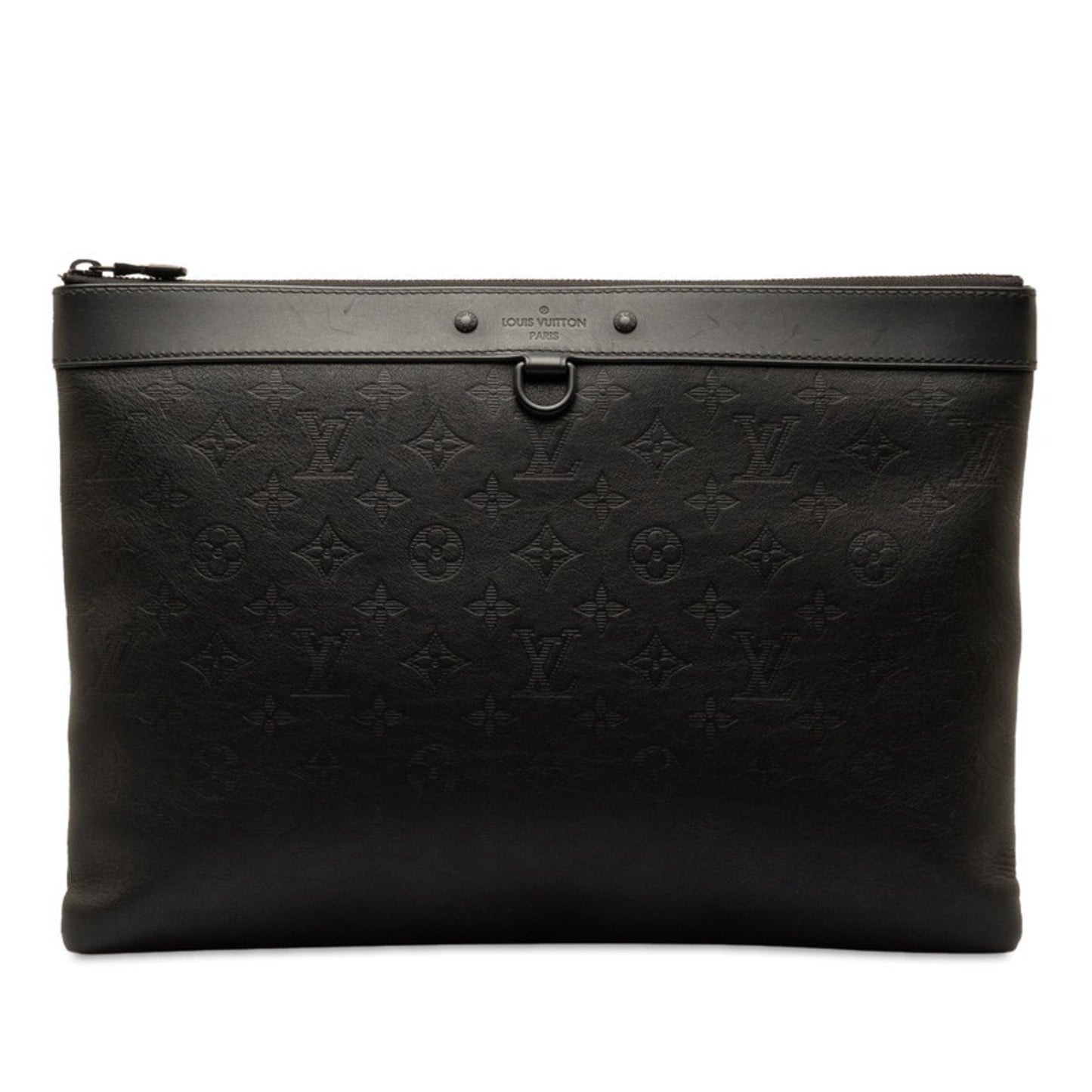 Louis Vuitton Shadow Pochette Black Leather Clutch Bag