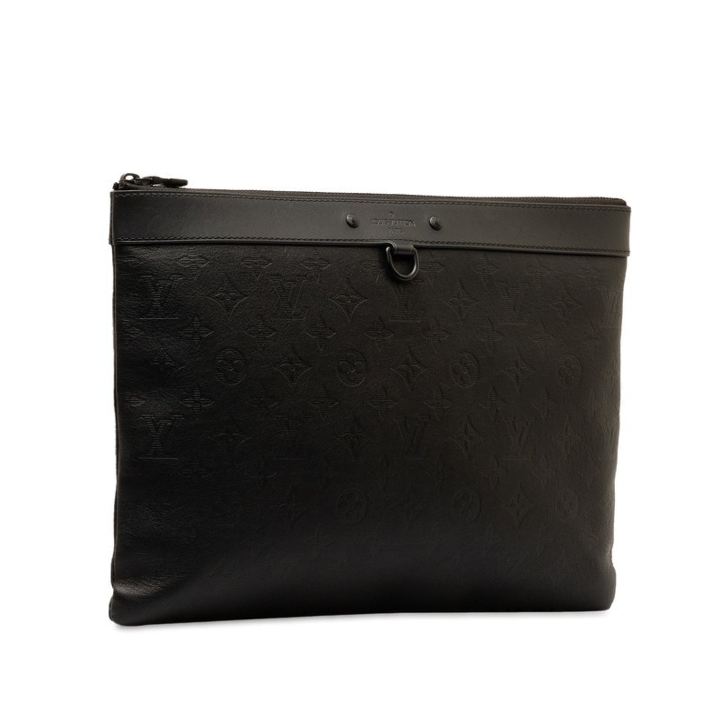 Louis Vuitton Shadow Pochette Black Leather Clutch Bag