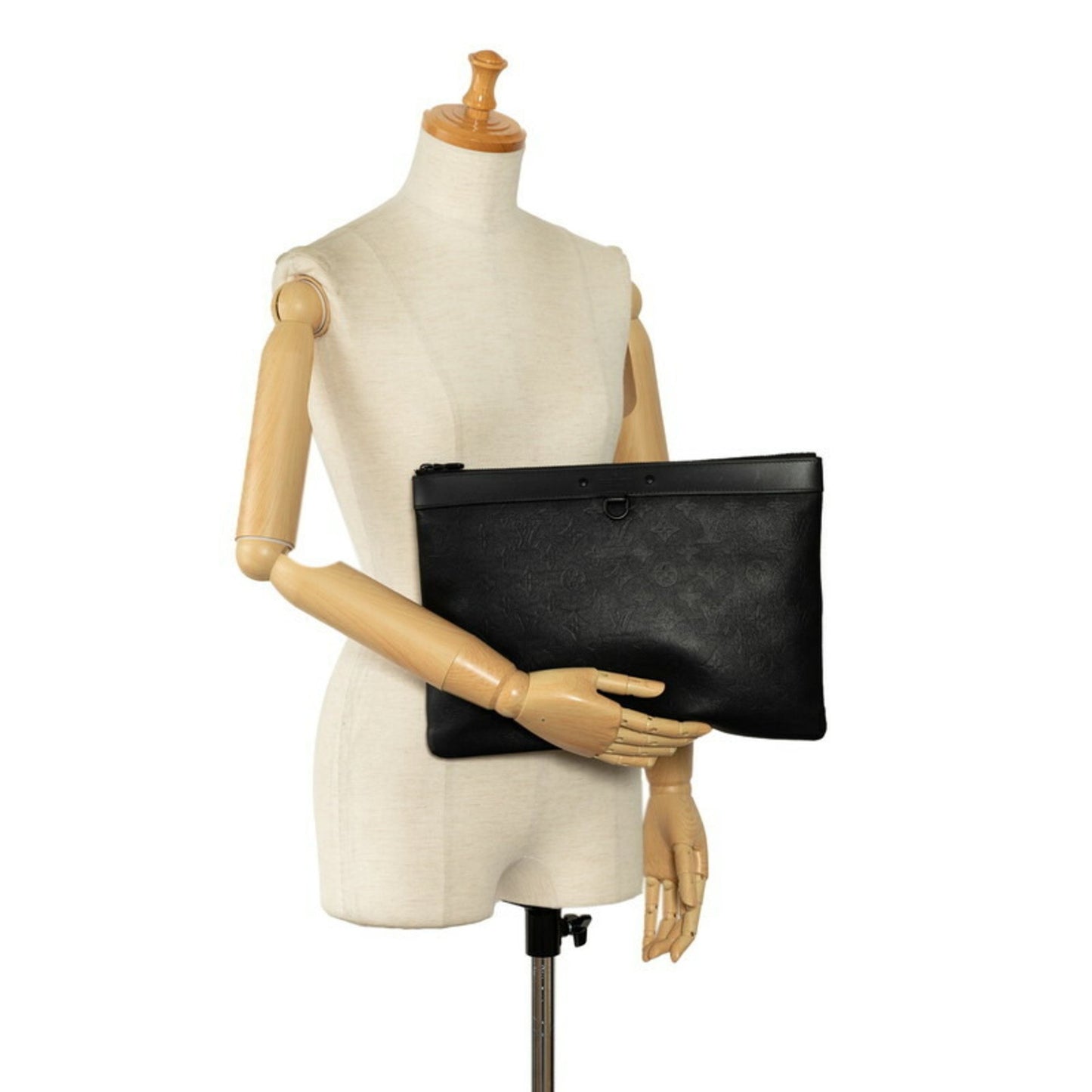 Louis Vuitton Shadow Pochette Black Leather Clutch Bag