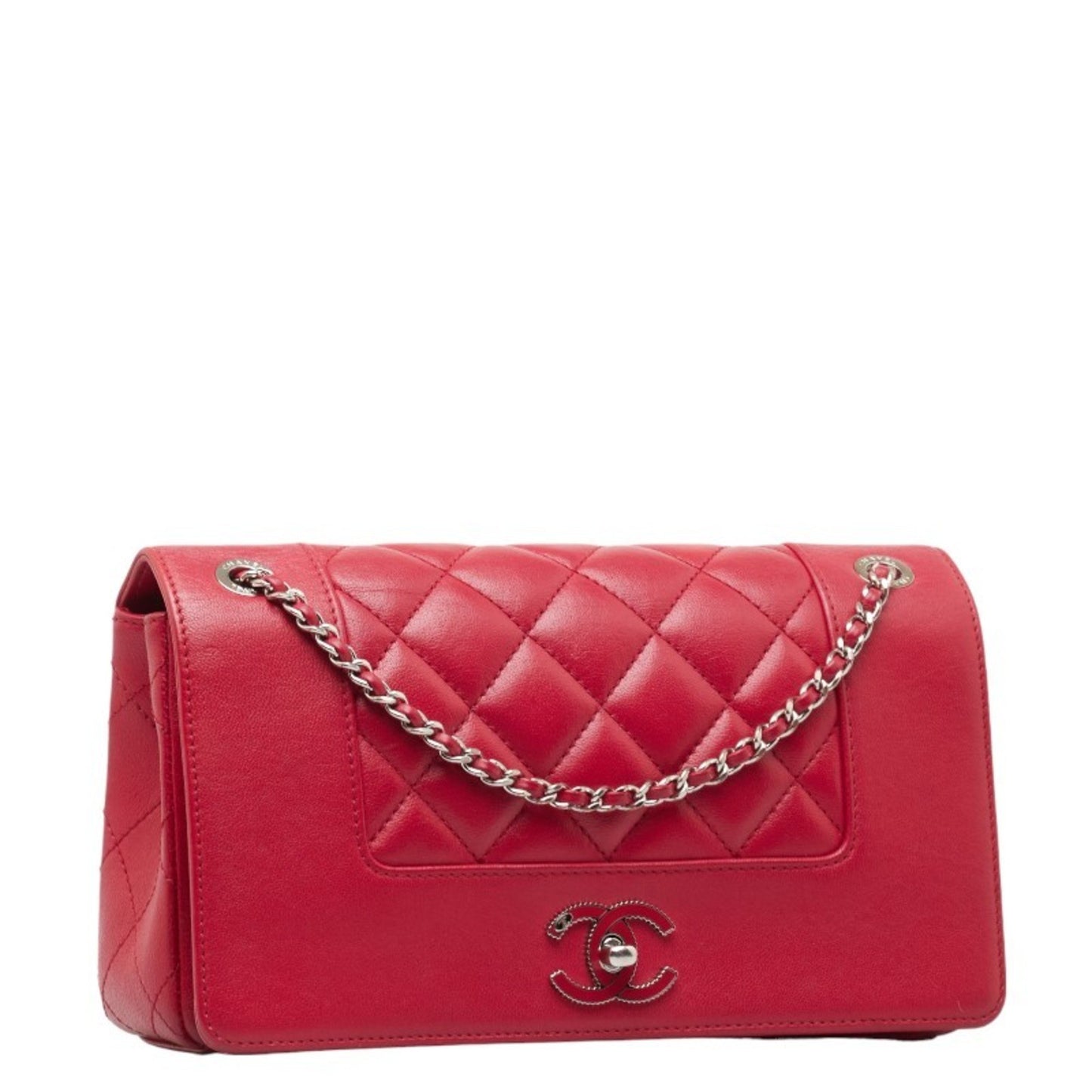 Chanel Coco Mark Red Leather Shoulder Bag