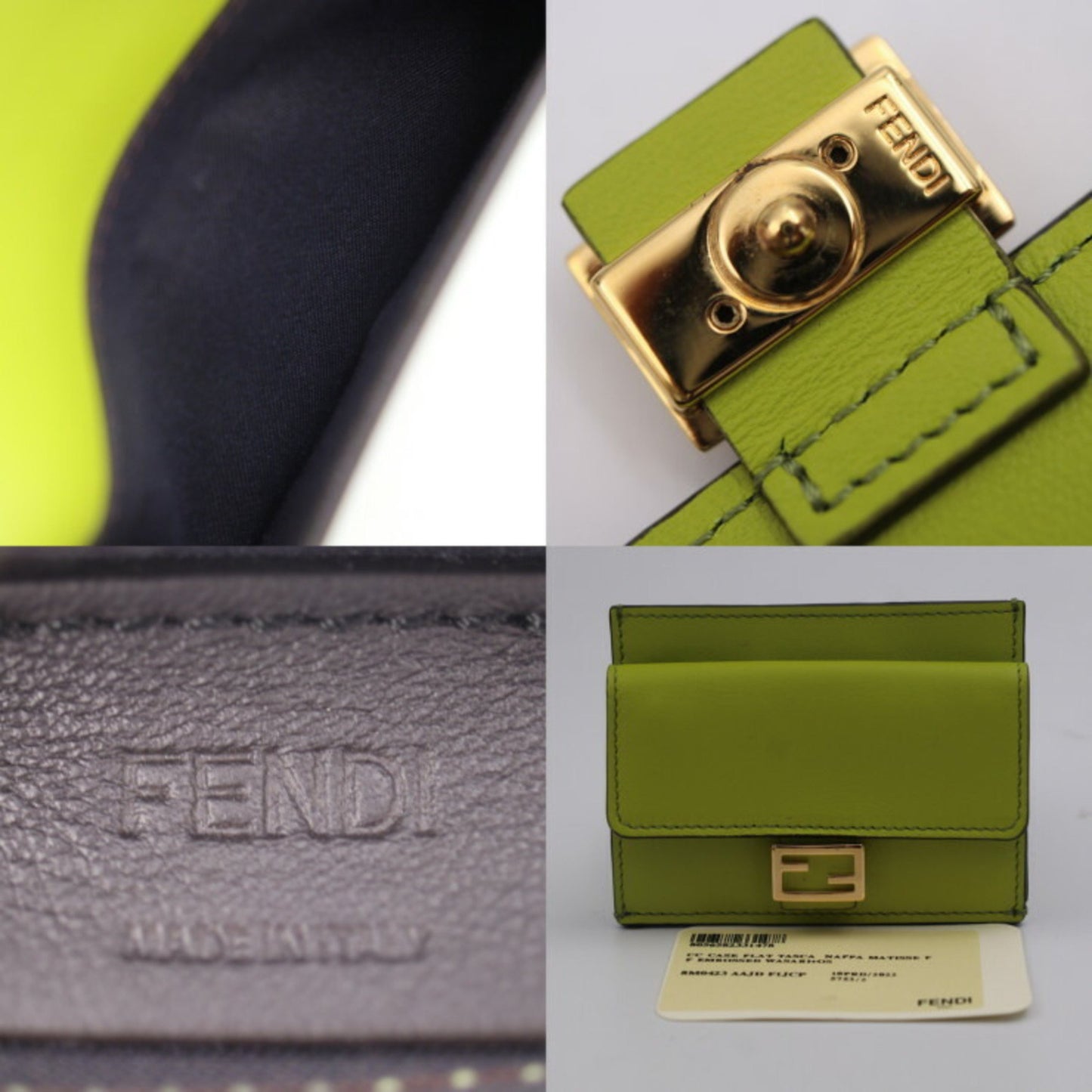 Fendi Baguette Green Leather Wallet Accessories