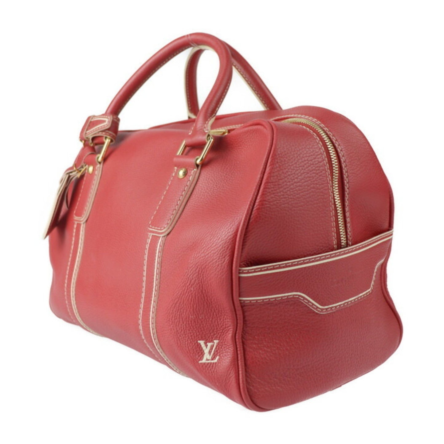 Louis Vuitton Carryall Red Leather Travel Bag