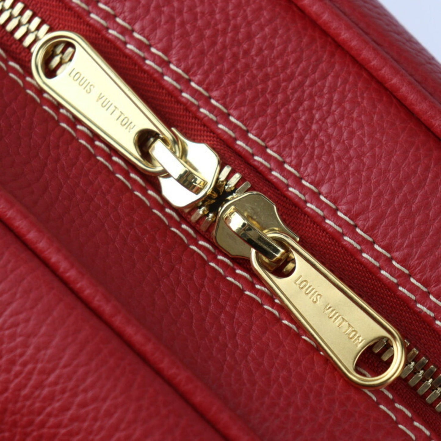 Louis Vuitton Carryall Red Leather Travel Bag