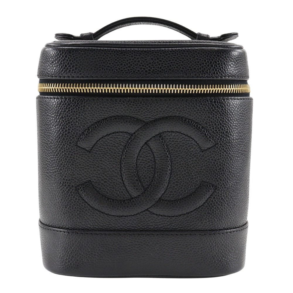 Chanel Vanity Black Leather Hand Bag