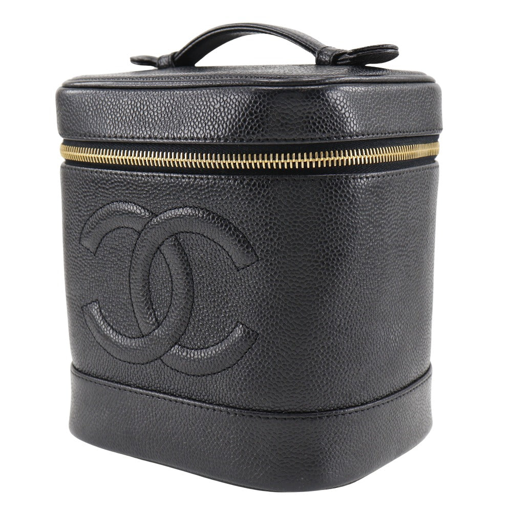 Chanel Vanity Black Leather Hand Bag