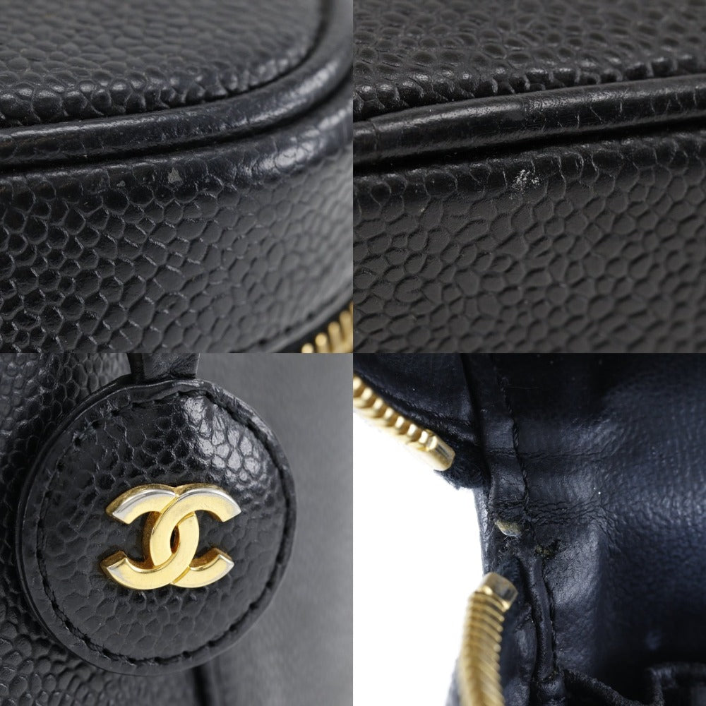 Chanel Vanity Black Leather Hand Bag