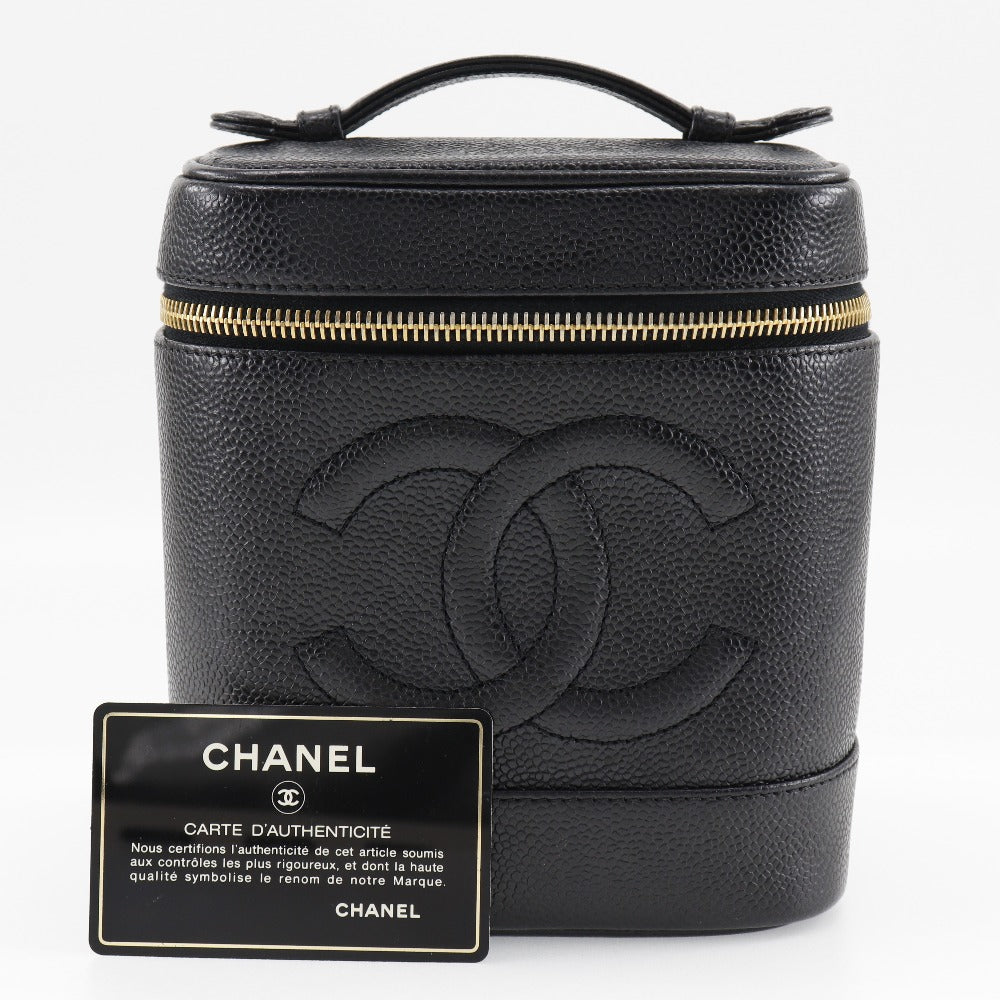 Chanel Vanity Black Leather Hand Bag