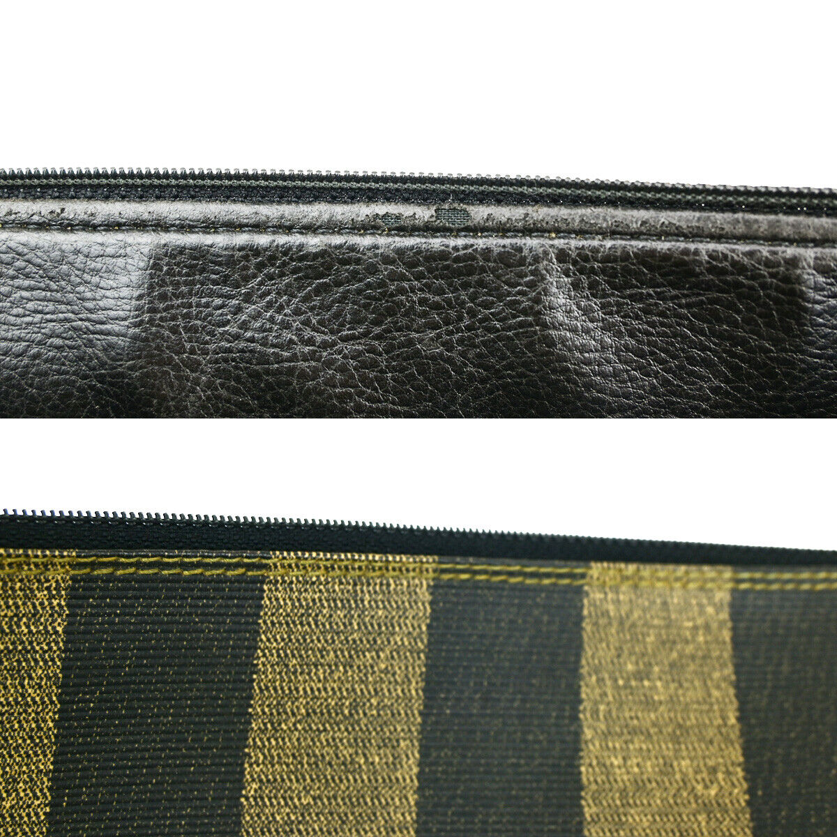 Fendi Pequin Khaki Canvas Clutch Bag