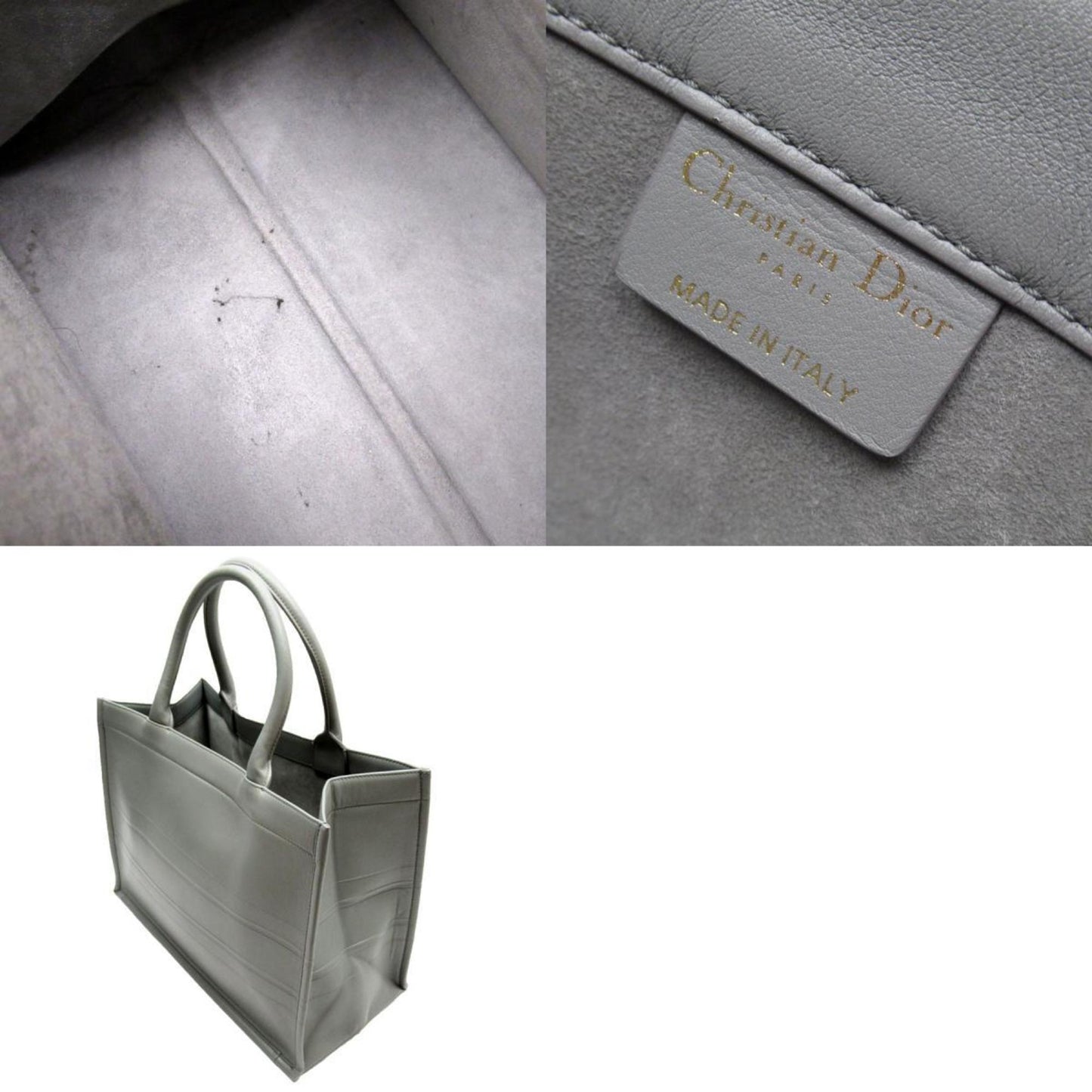 Dior Book Tote Grey Leather Tote Bag