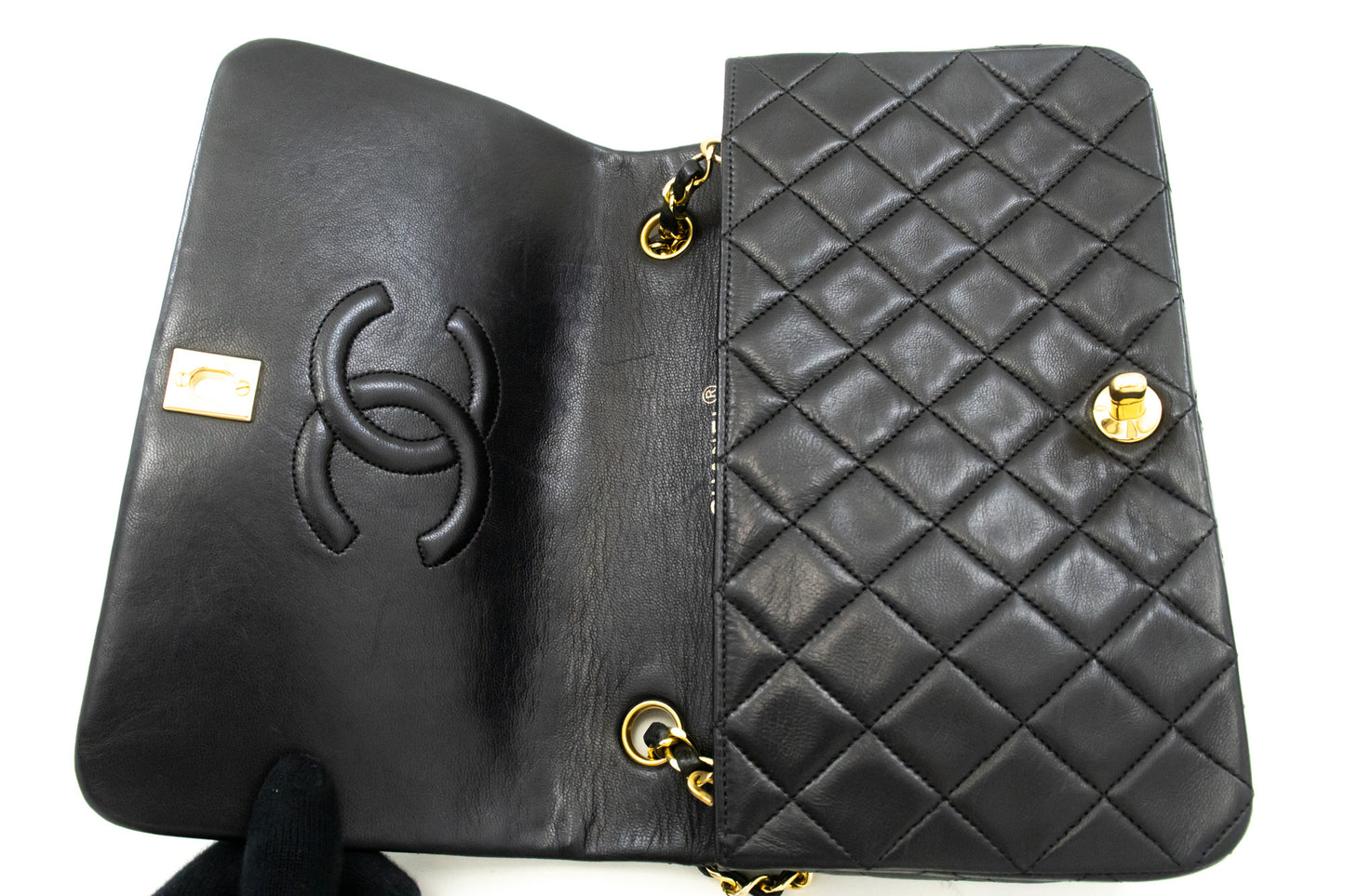 Chanel Full Flap Black Leather Shoulder Bag