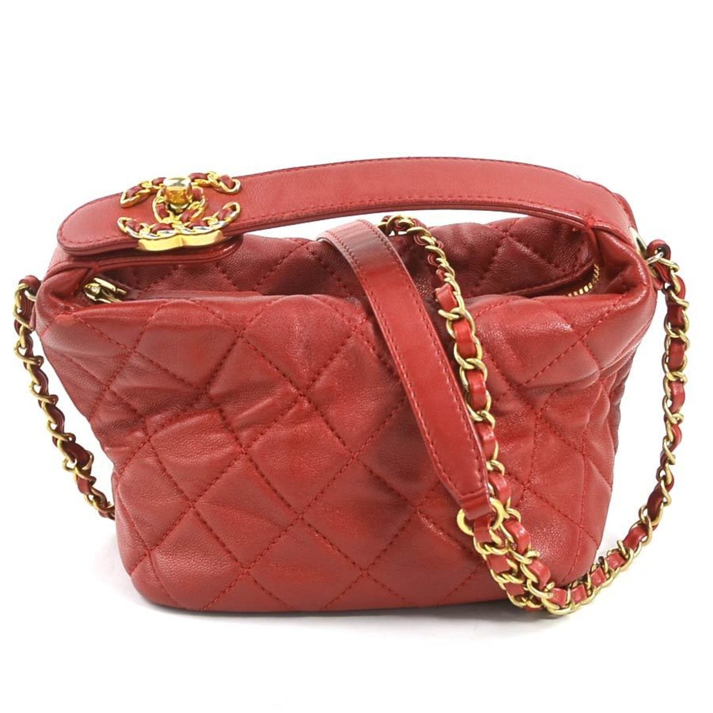 Chanel Matelassé Red Leather Shoulder Bag