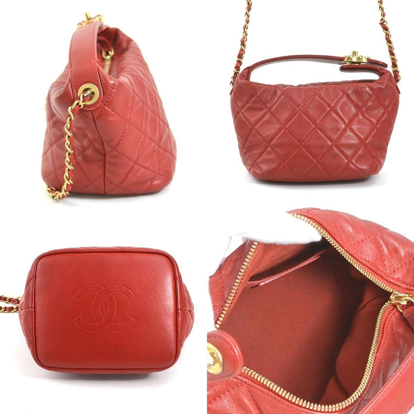 Chanel Matelassé Red Leather Shoulder Bag