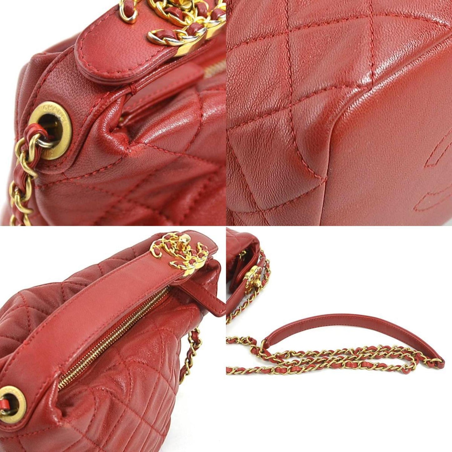 Chanel Matelassé Red Leather Shoulder Bag