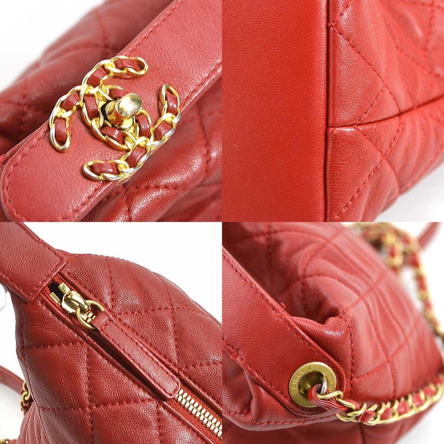 Chanel Matelassé Red Leather Shoulder Bag