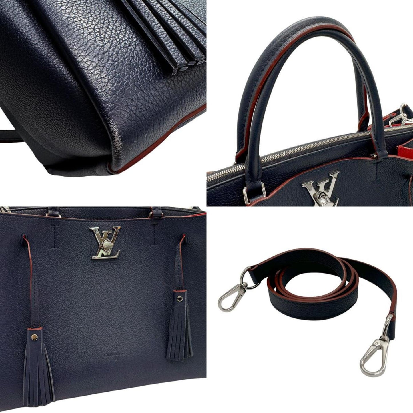 Louis Vuitton Lockme Navy Leather Tote Bag