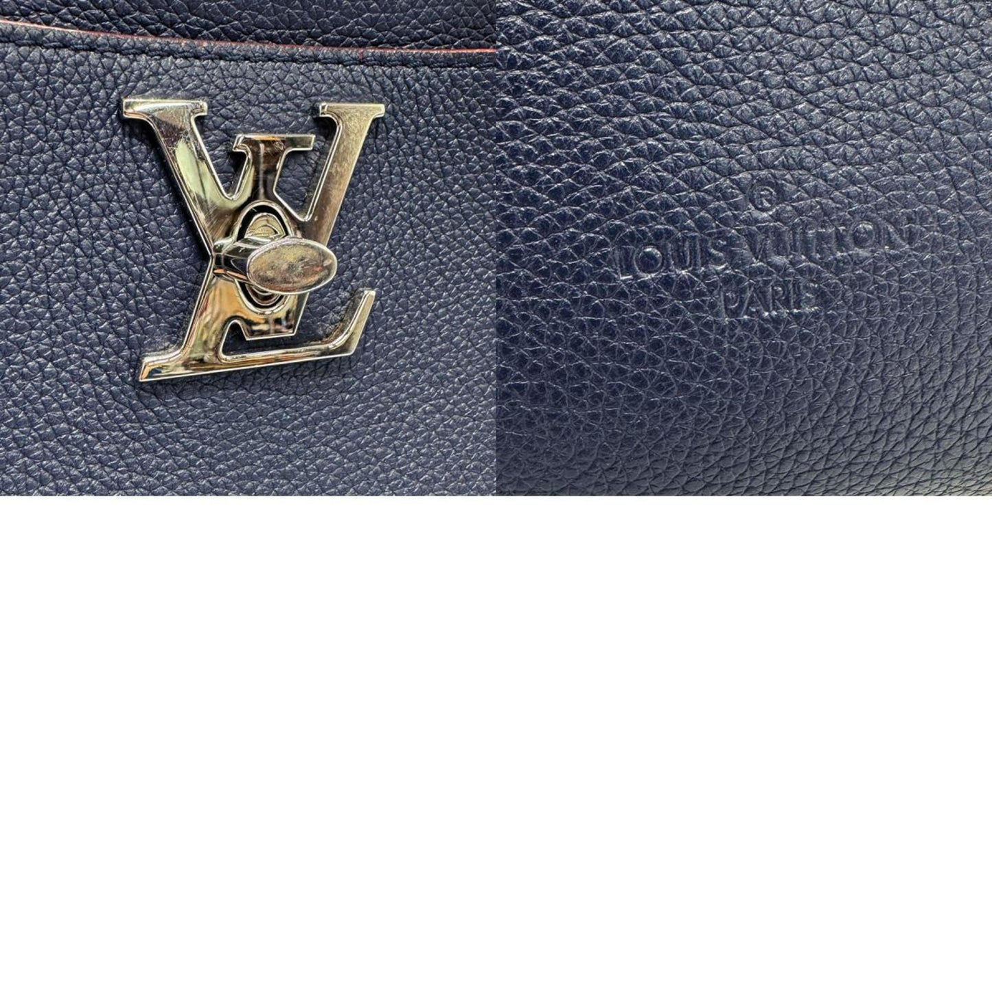 Louis Vuitton Lockme Navy Leather Tote Bag