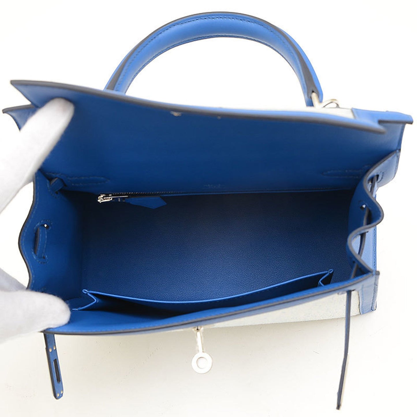 Hermès Kelly 25 Blue Leather Hand Bag