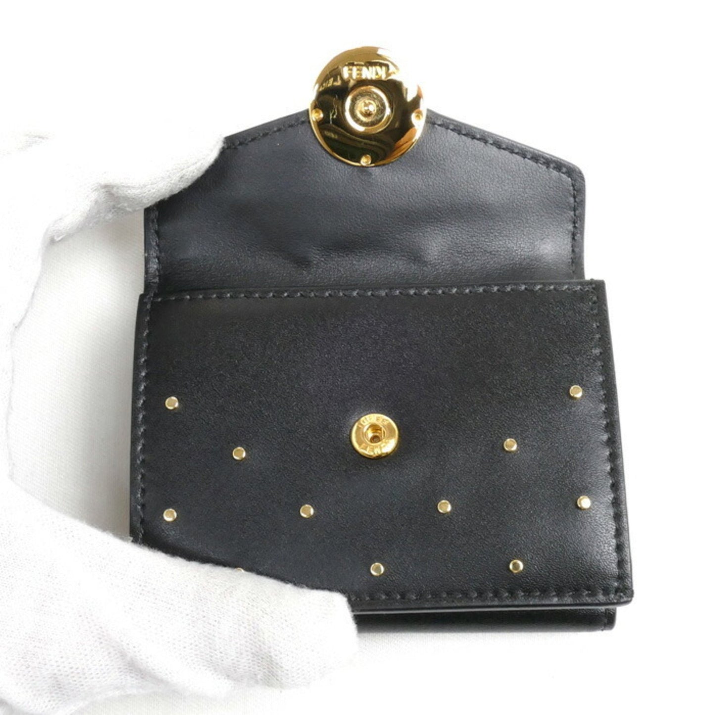 Fendi Studs Black Leather Wallet Accessories