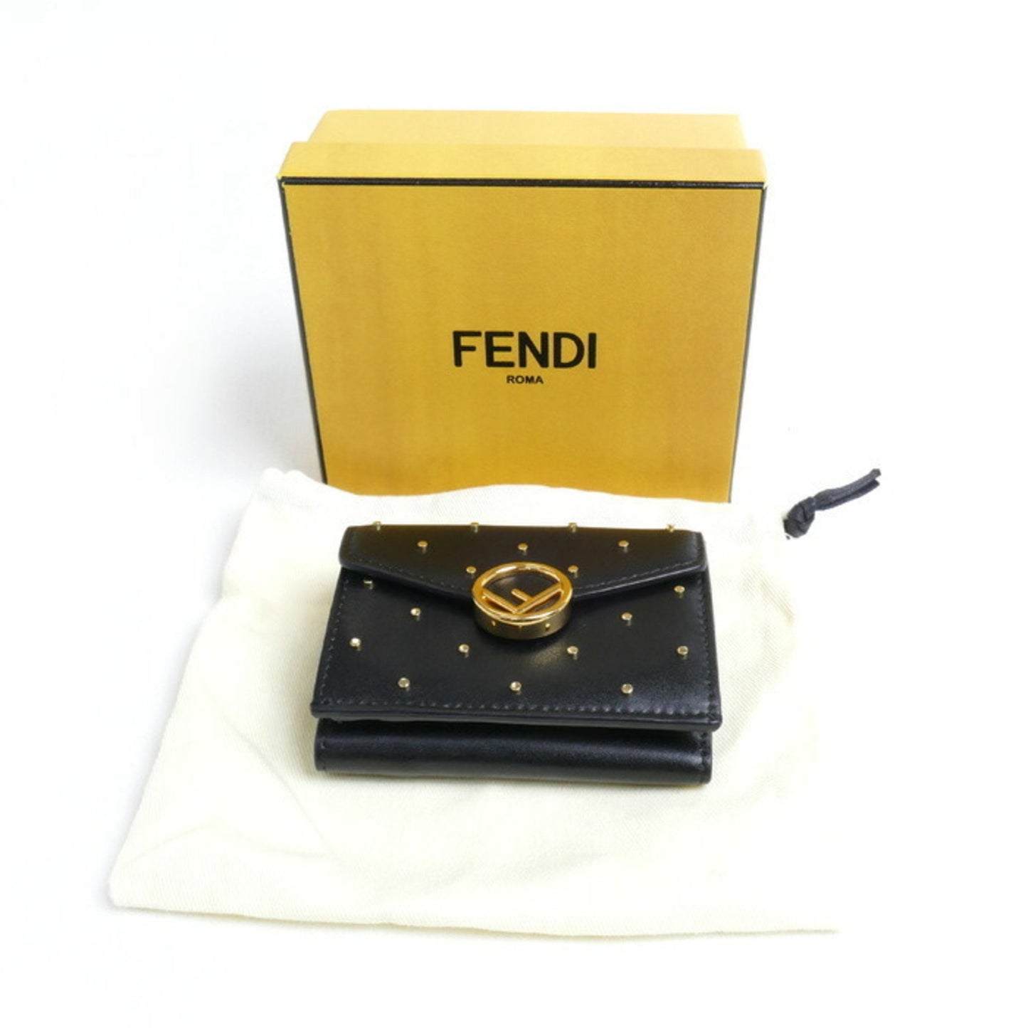 Fendi Studs Black Leather Wallet Accessories