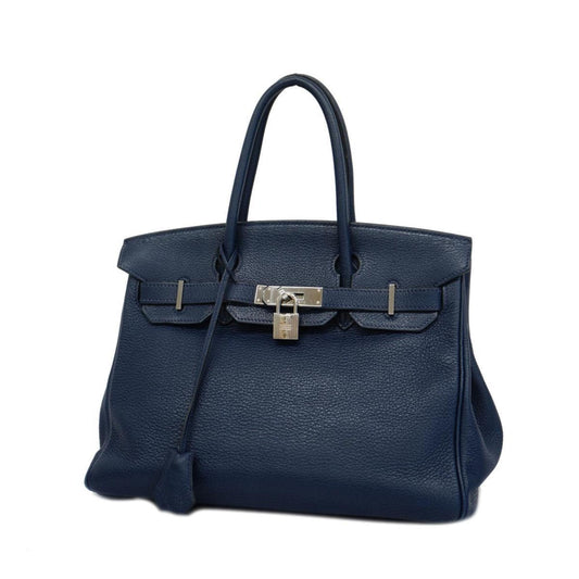 Hermès Birkin 30 Blue Leather Hand Bag