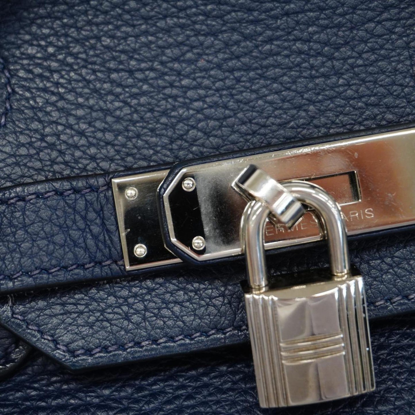 Hermès Birkin 30 Blue Leather Hand Bag