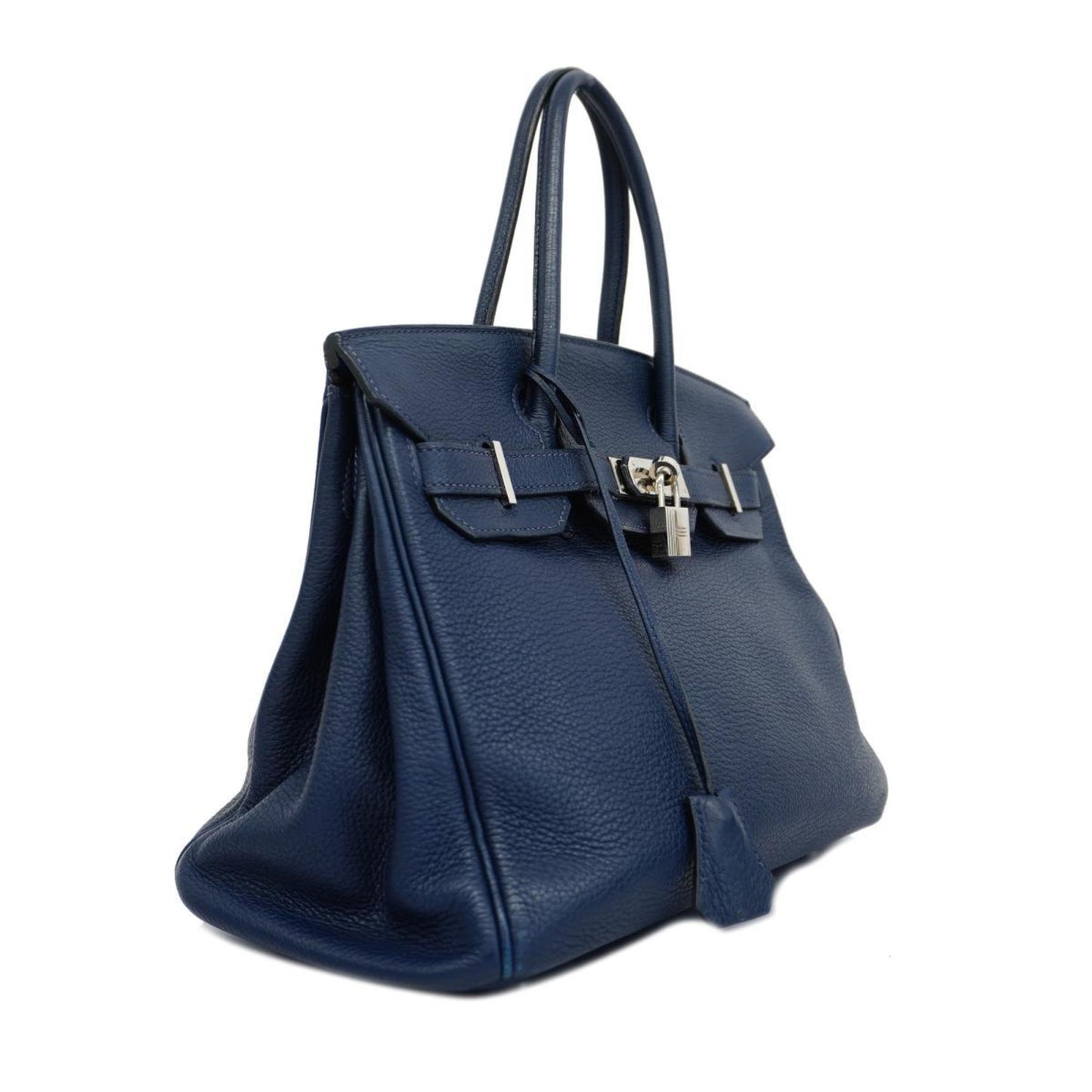 Hermès Birkin 30 Blue Leather Hand Bag