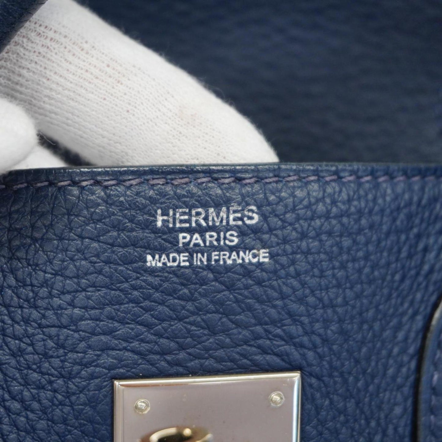 Hermès Birkin 30 Blue Leather Hand Bag