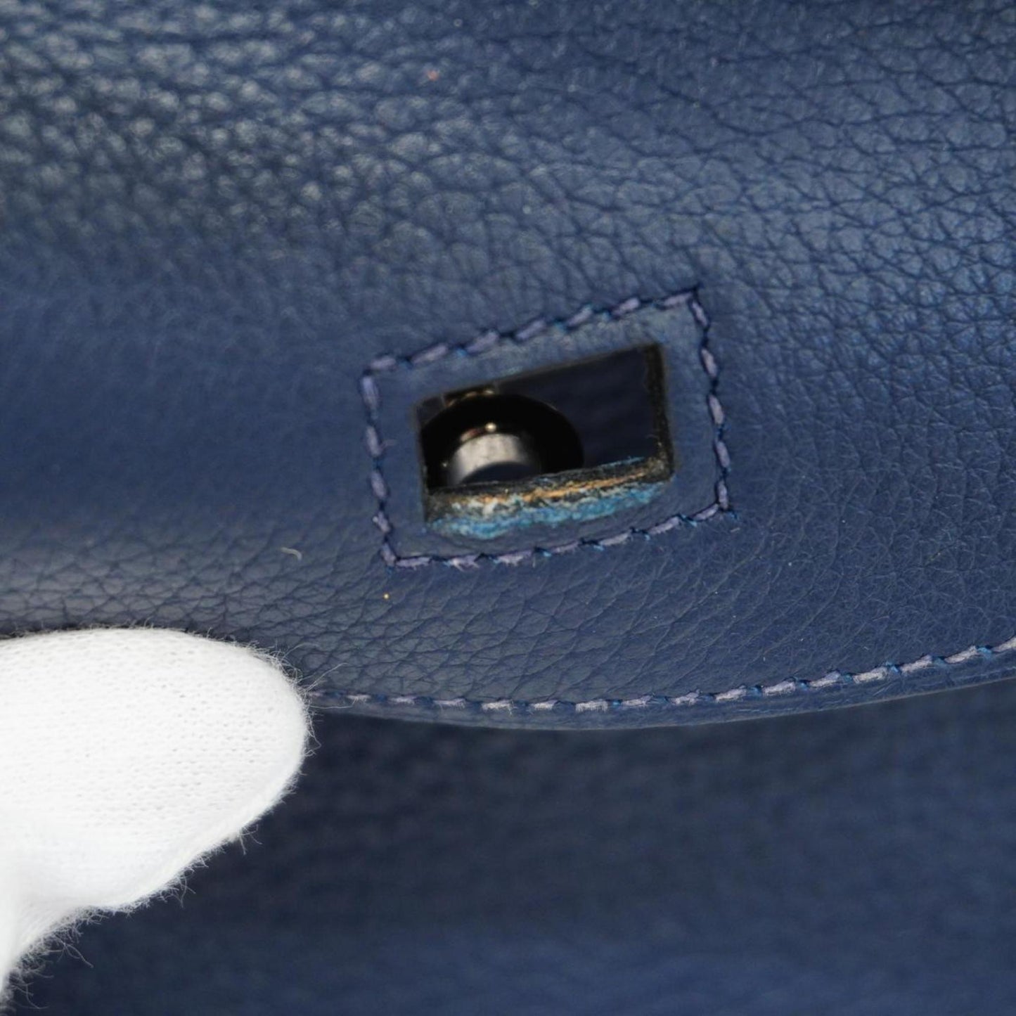 Hermès Birkin 30 Blue Leather Hand Bag