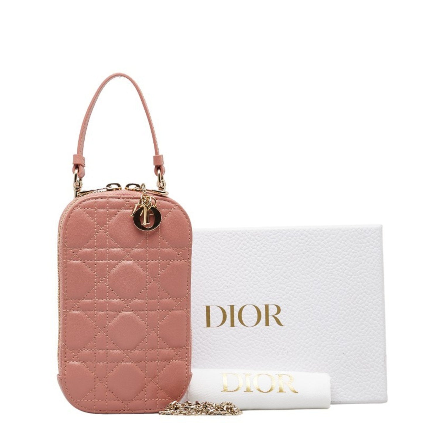 Dior Lady Dior Pink Leather Shoulder Bag