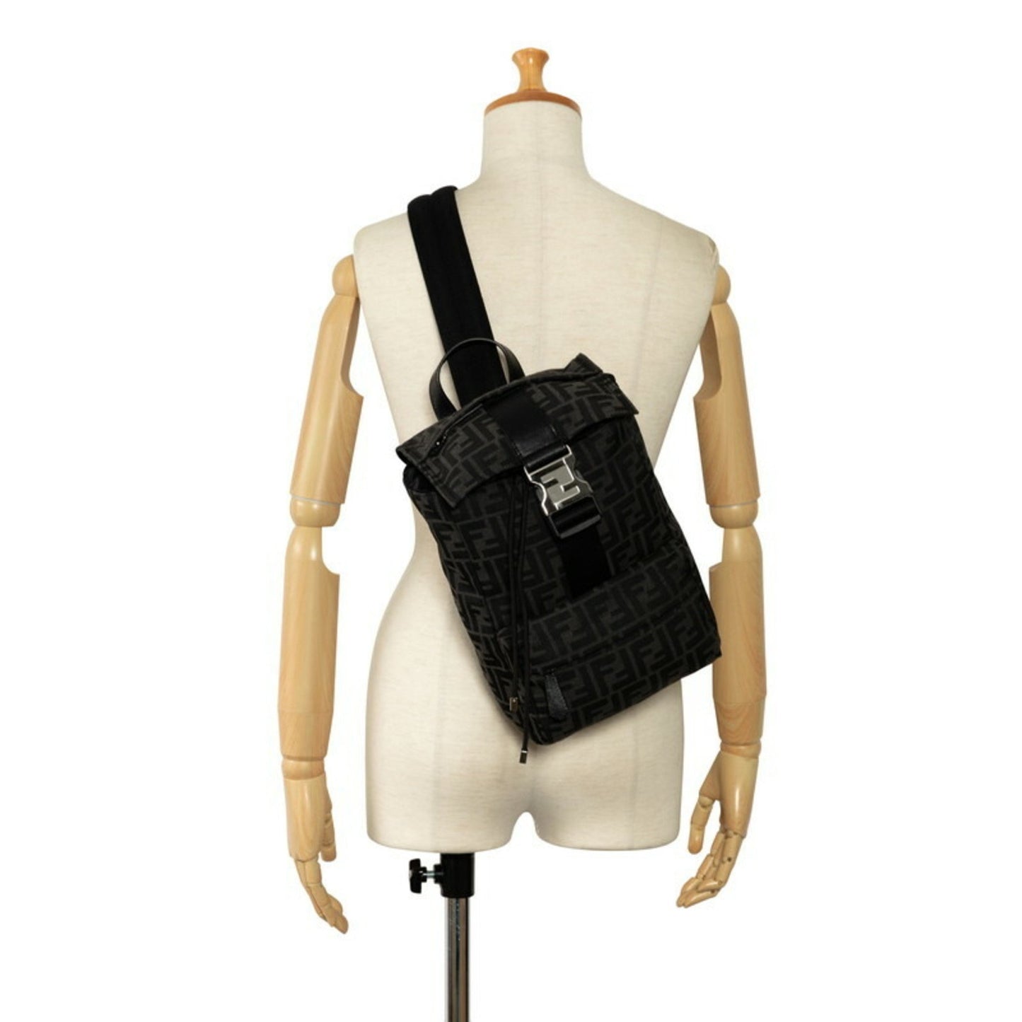 Fendi Fendiness Black Canvas Backpack Bag