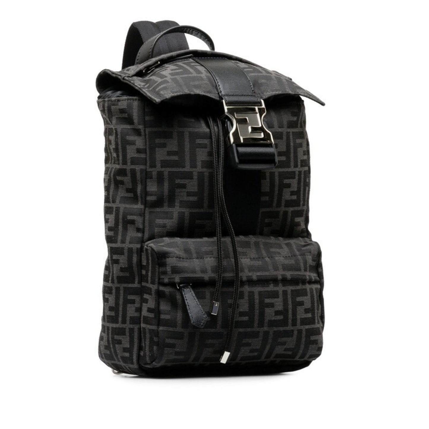 Fendi Fendiness Black Canvas Backpack Bag