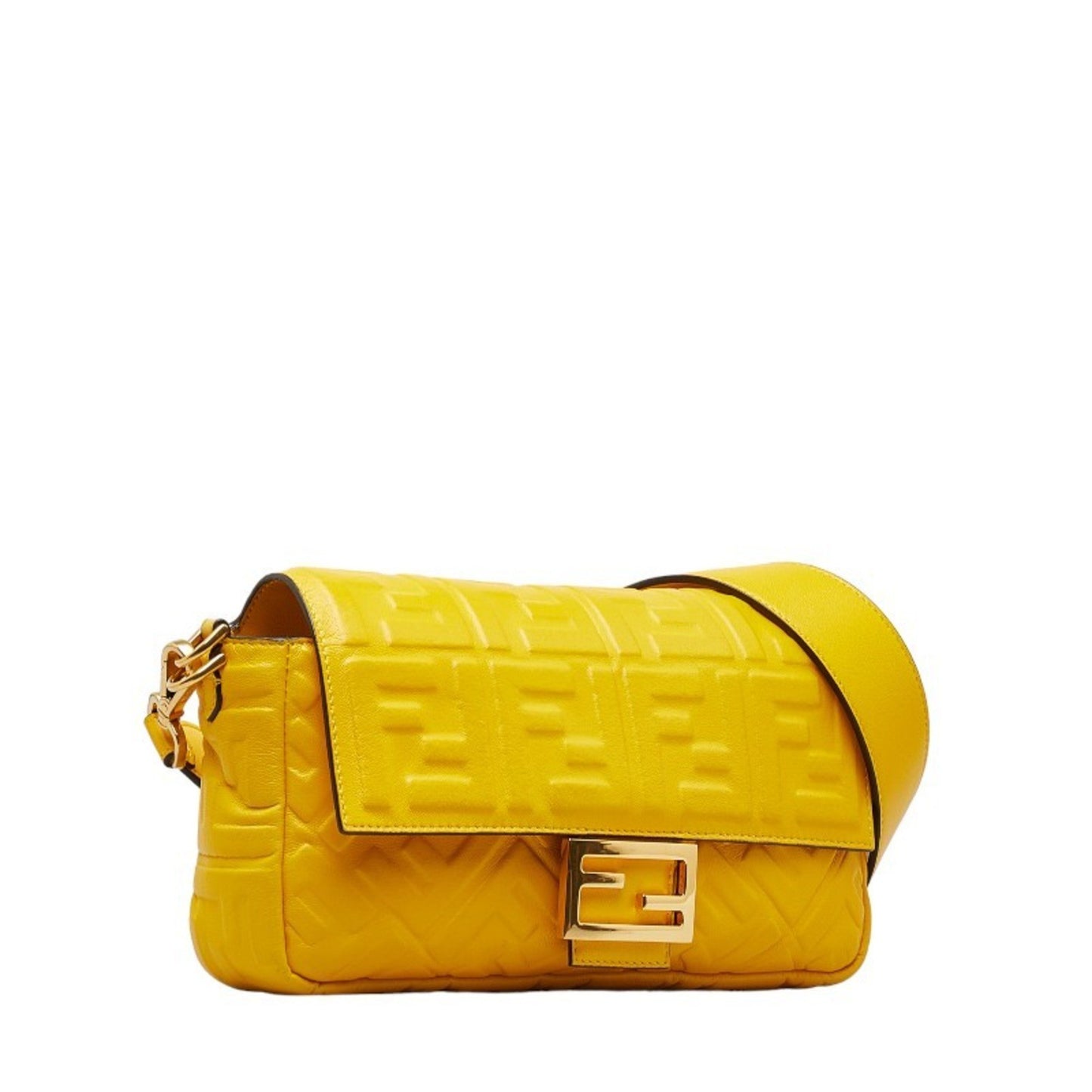 Fendi Zucca Yellow Leather Shoulder Bag